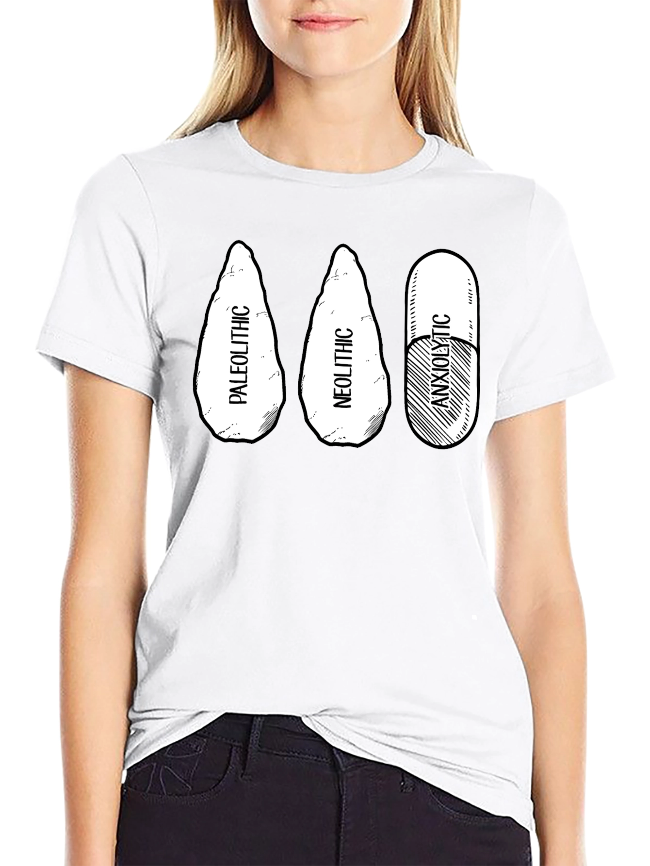 Paleolithic Neolithic Anxiolytic Black T-Shirt