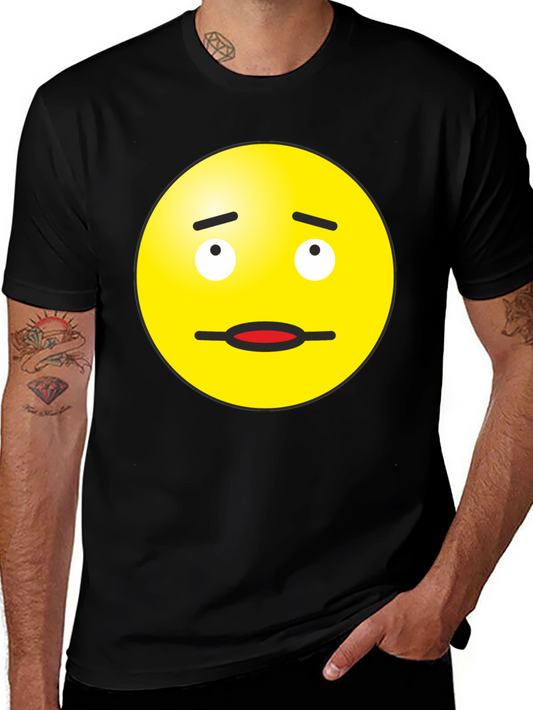 Doubtful Emoji Graphic Tee - Black Cotton Blend