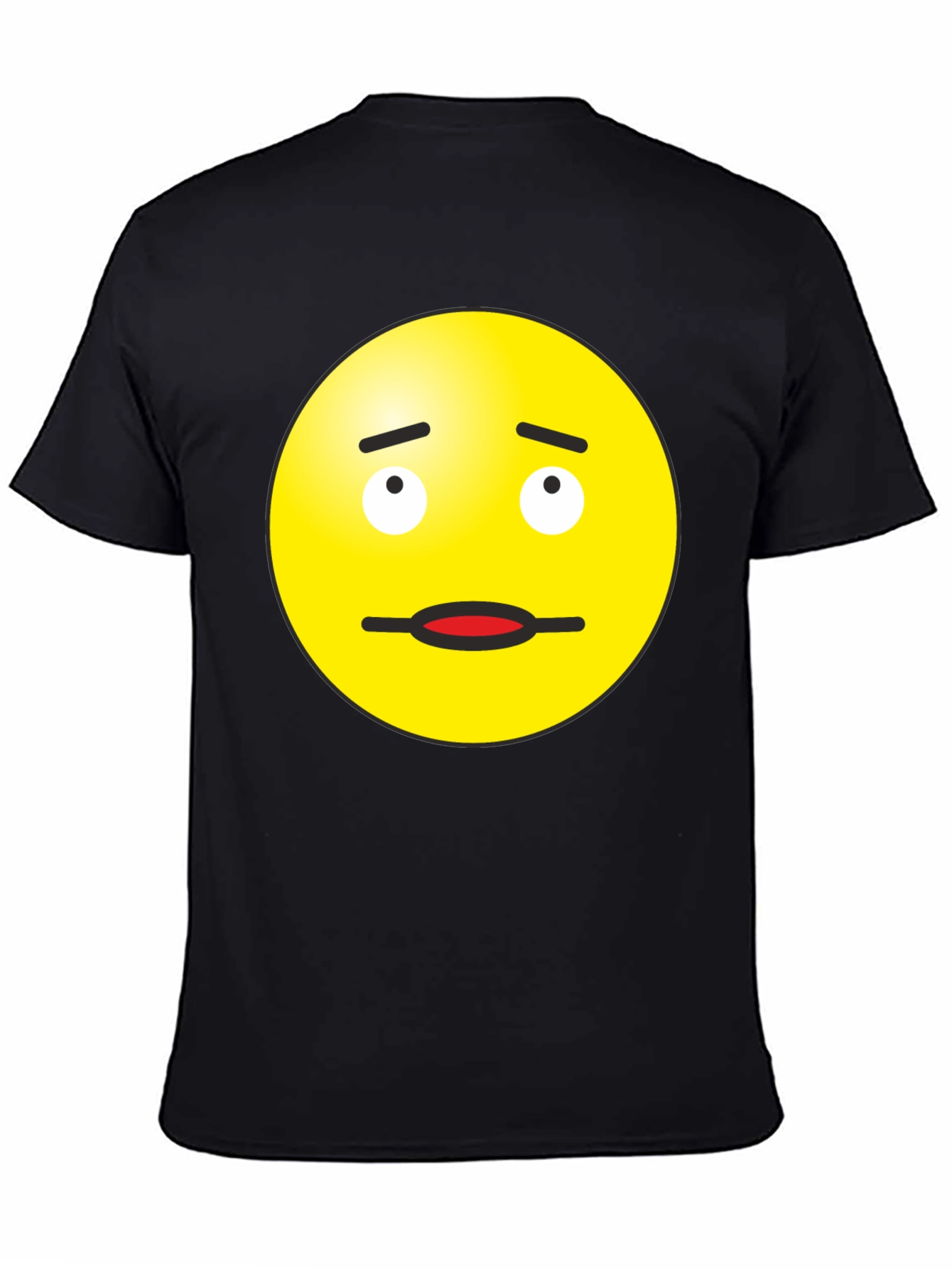 Doubtful Emoji Graphic Tee - Black Cotton Blend