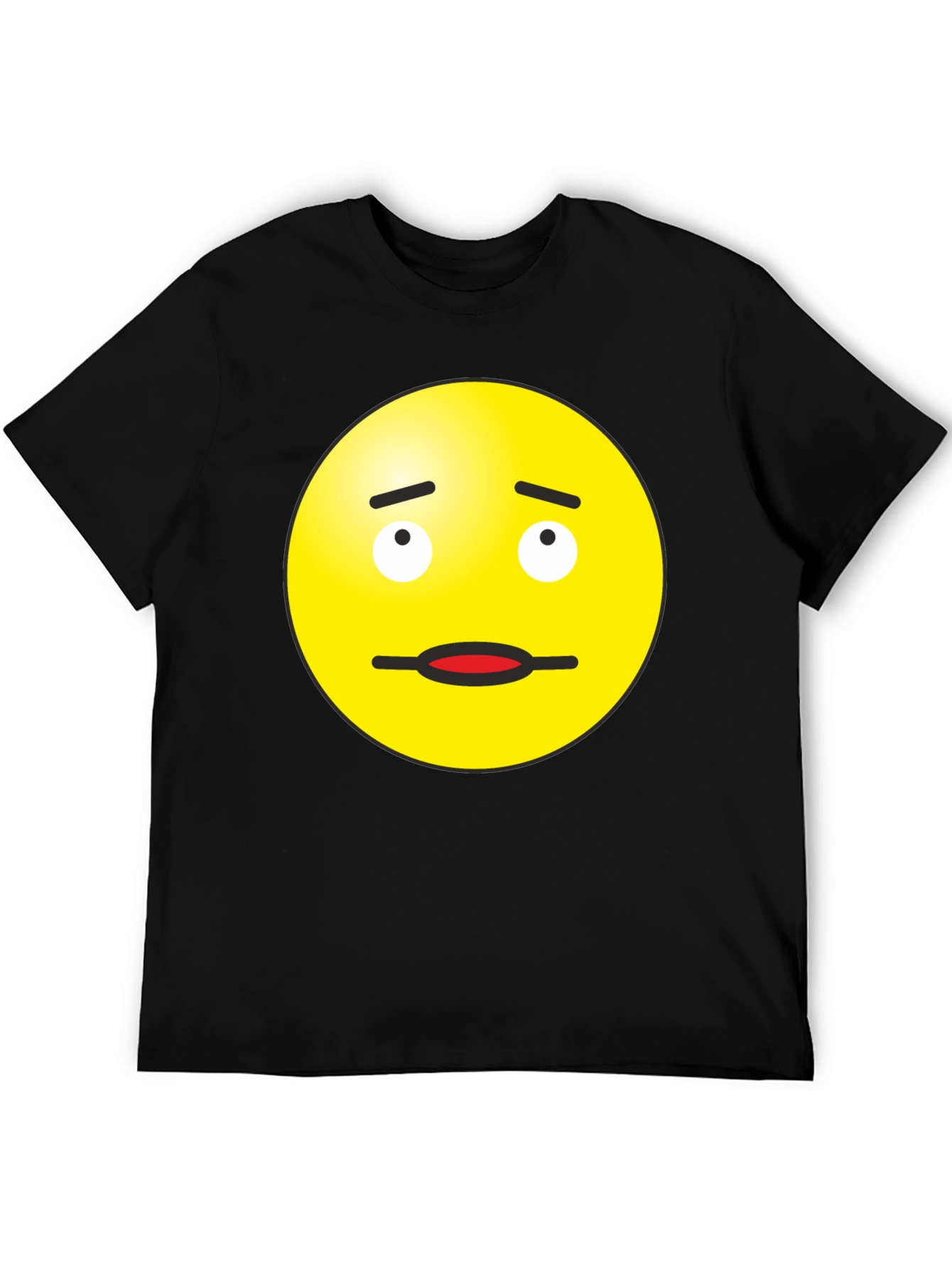 Doubtful Emoji Graphic Tee - Black Cotton Blend