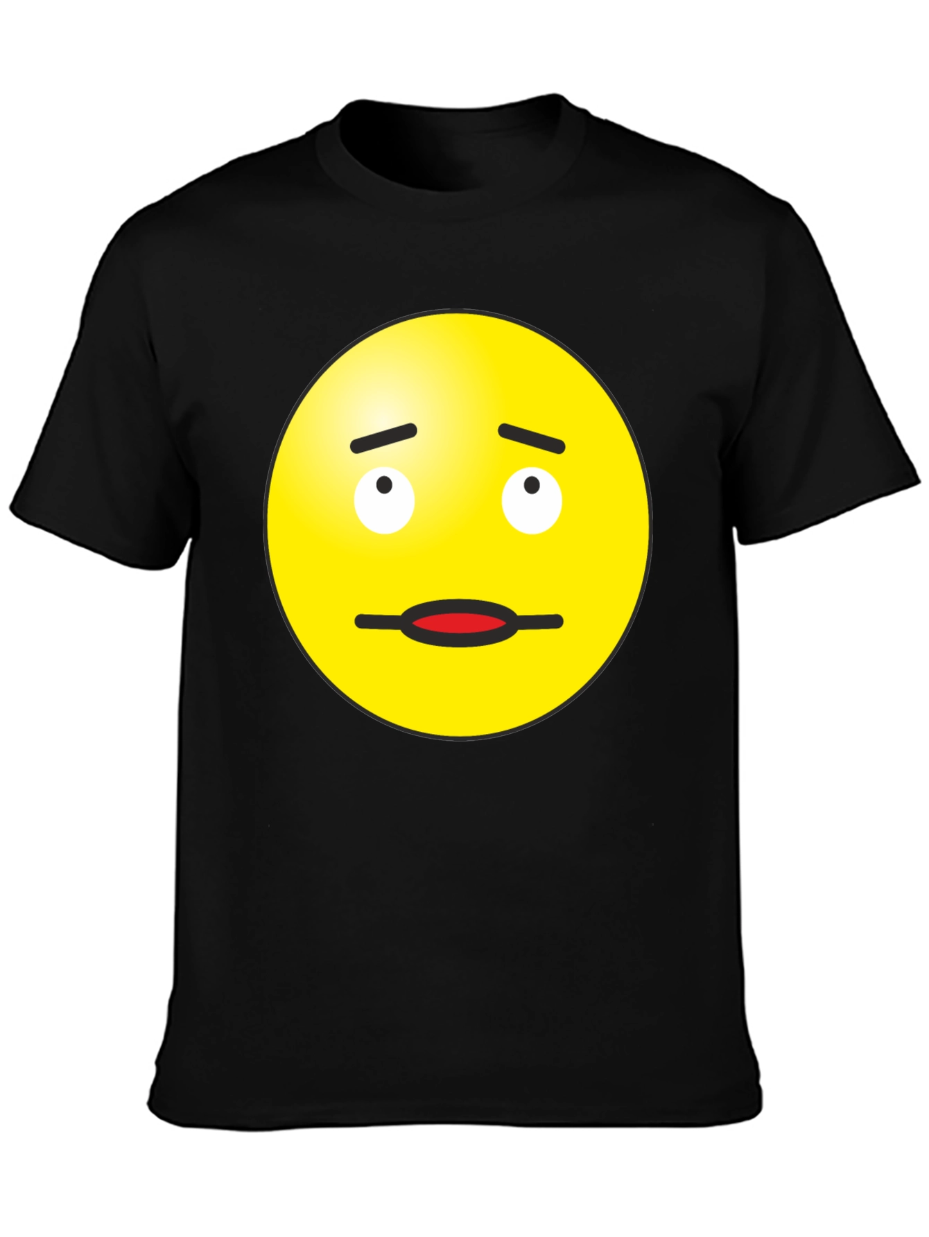 Doubtful Emoji Graphic Tee - Black Cotton Blend