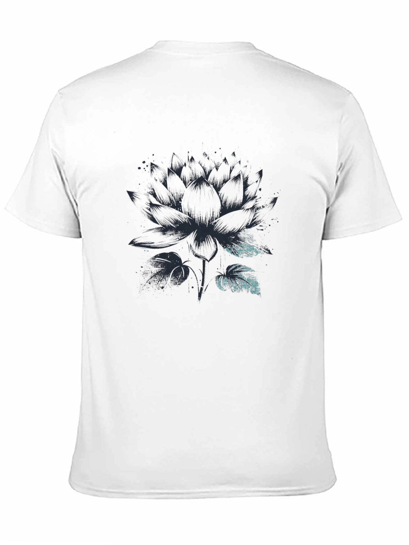 Lotus Flower Graphic Print Mens Black T-Shirt