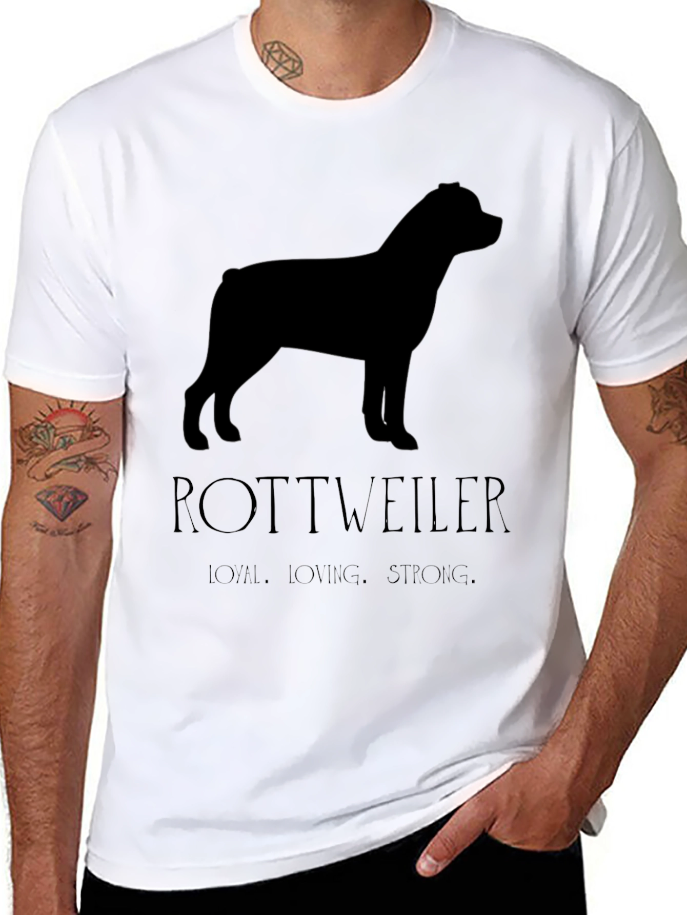 Rottweiler Dog Silhouette Graphic T-Shirt