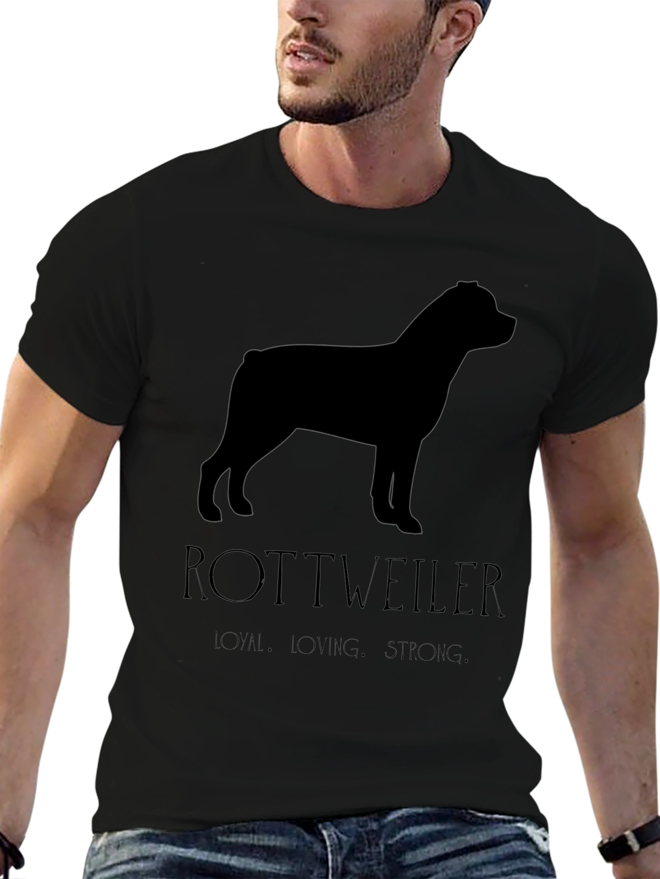 Rottweiler Dog Silhouette Graphic T-Shirt
