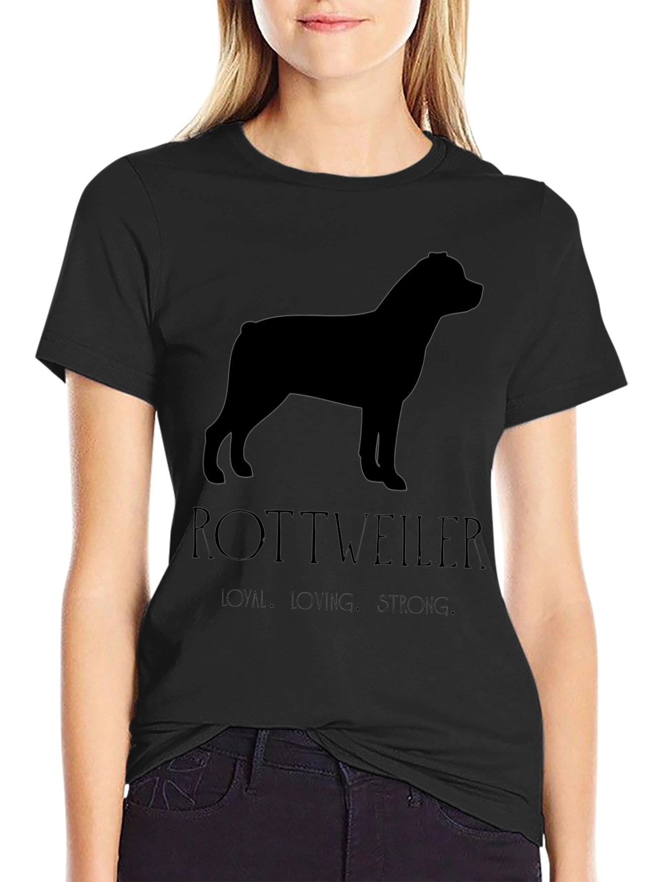 Rottweiler Dog Silhouette Graphic T-Shirt