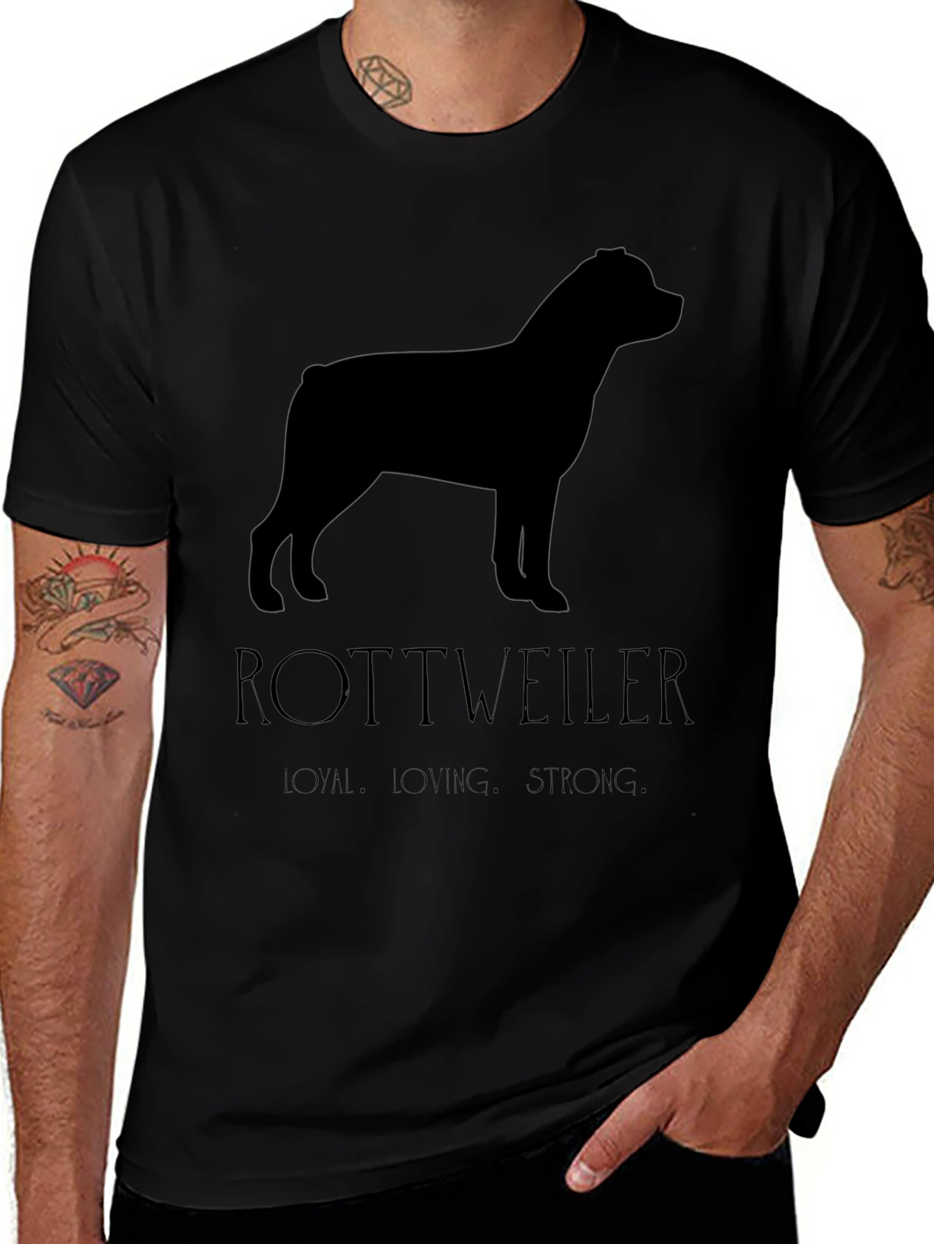 Rottweiler Dog Silhouette Graphic T-Shirt