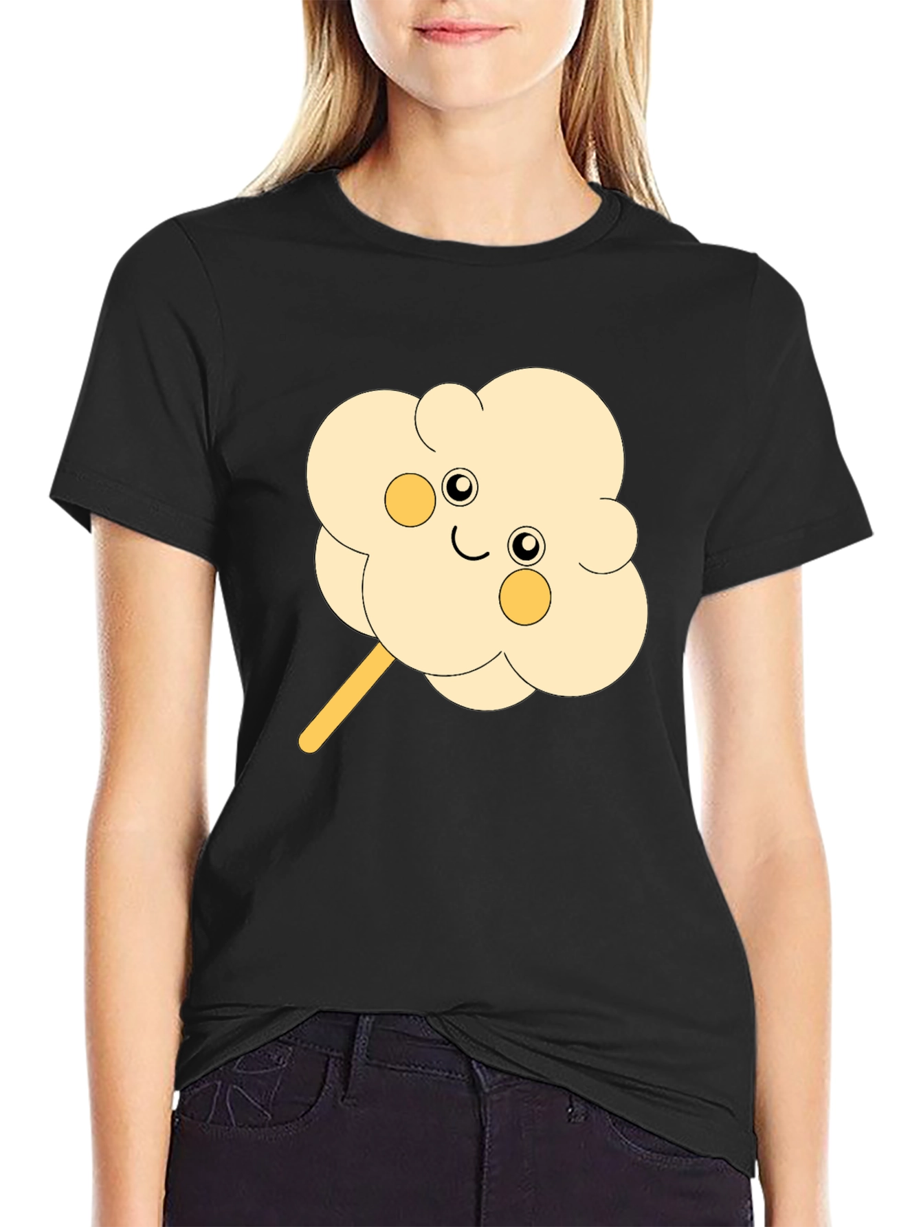 Cute Cotton Candy Graphic Tee - Black