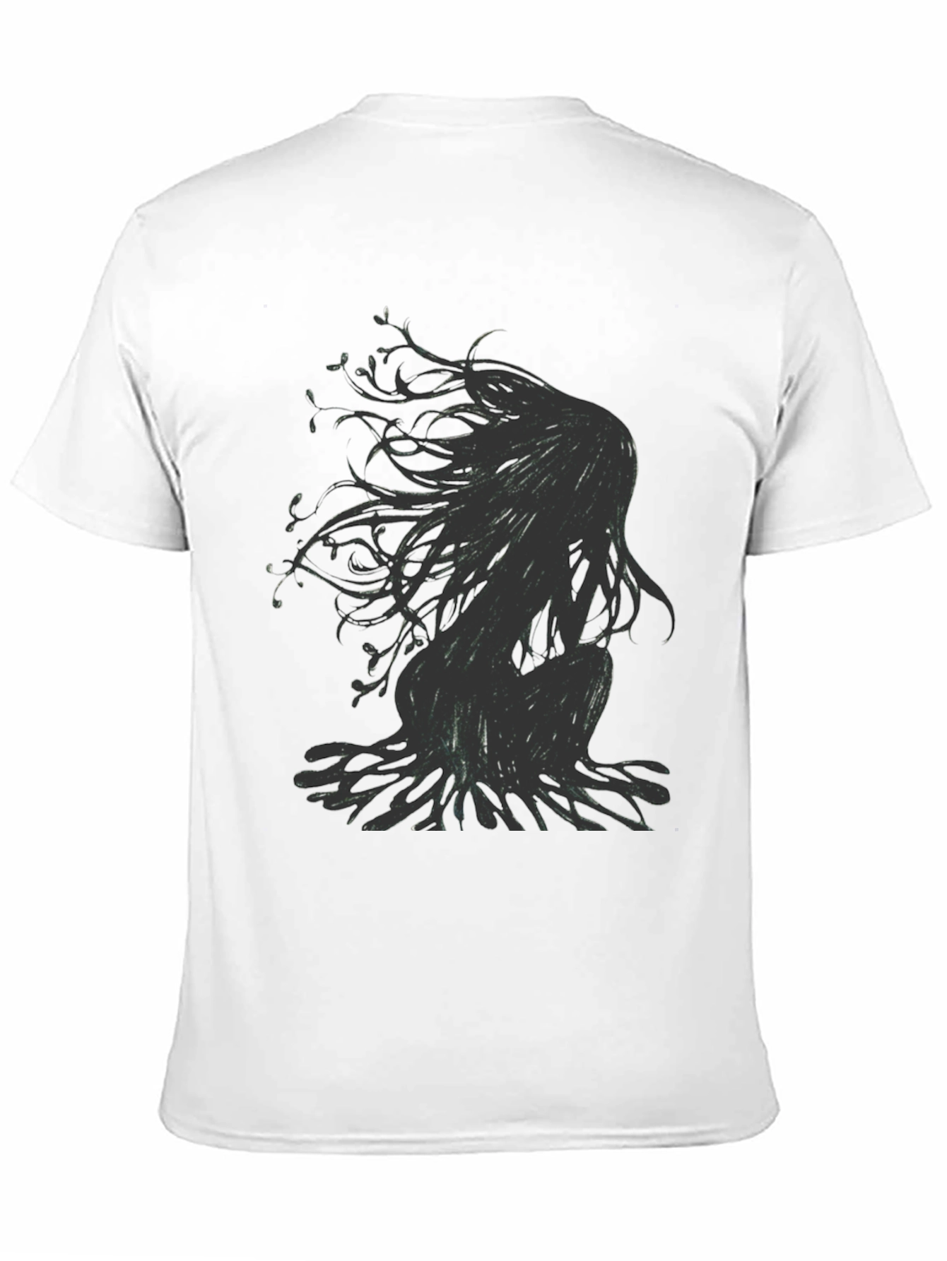 Mens Black T-Shirt with Abstract Figure Print
