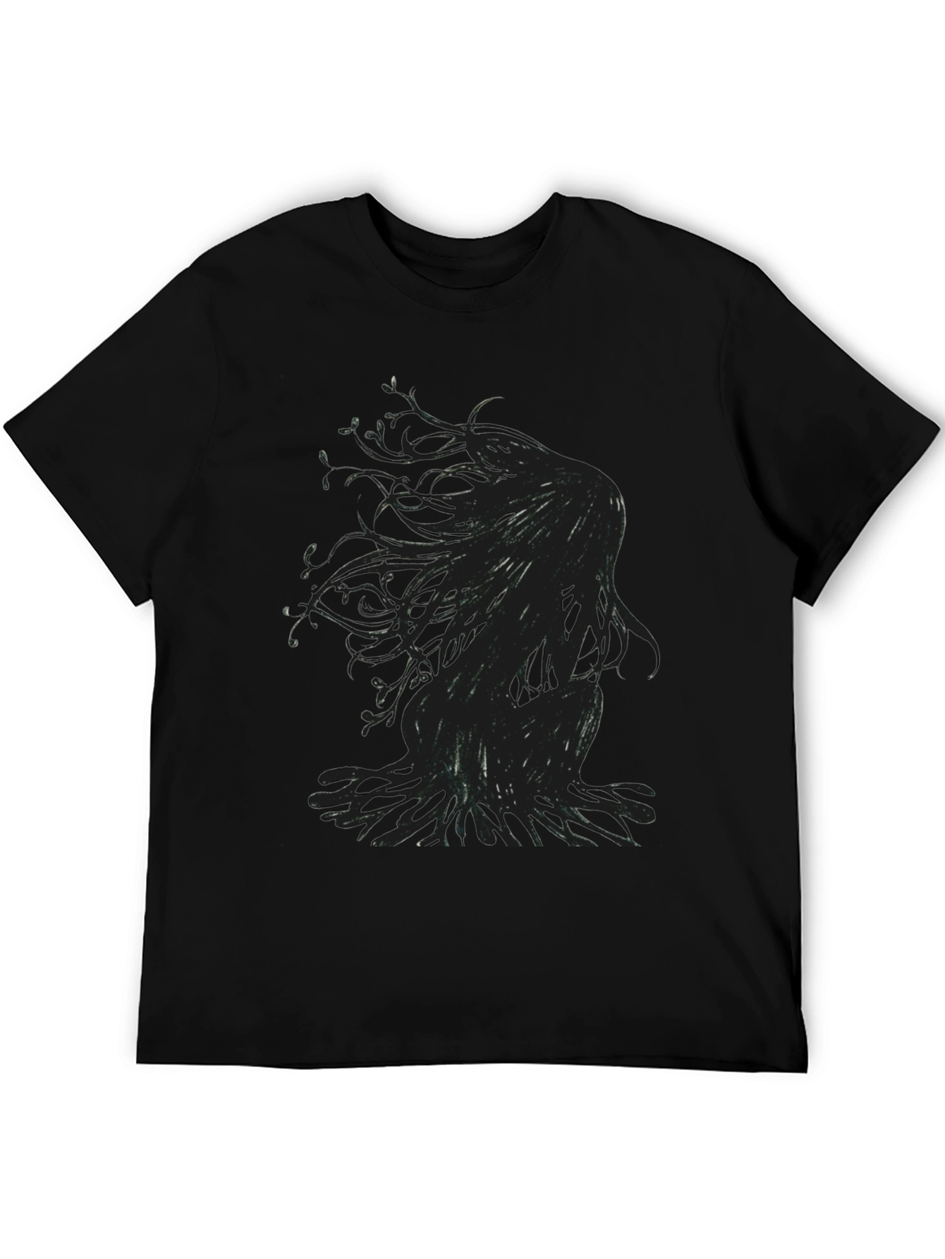 Mens Black T-Shirt with Abstract Figure Print