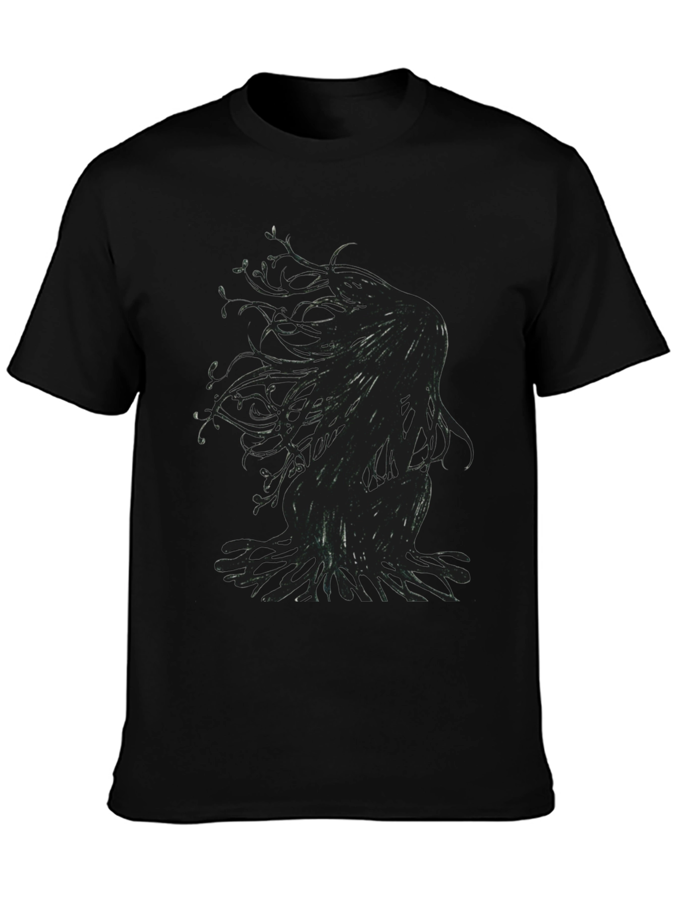 Mens Black T-Shirt with Abstract Figure Print