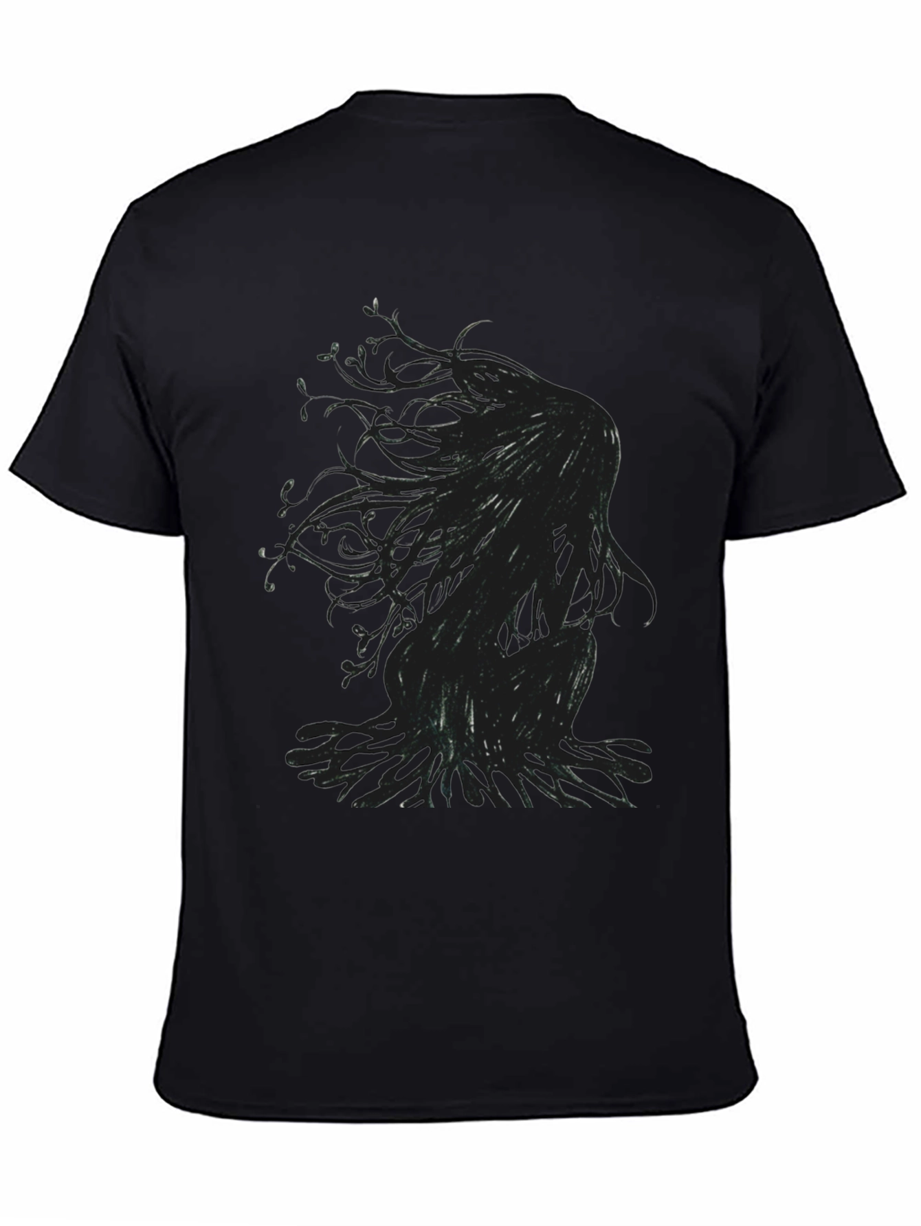 Mens Black T-Shirt with Abstract Figure Print