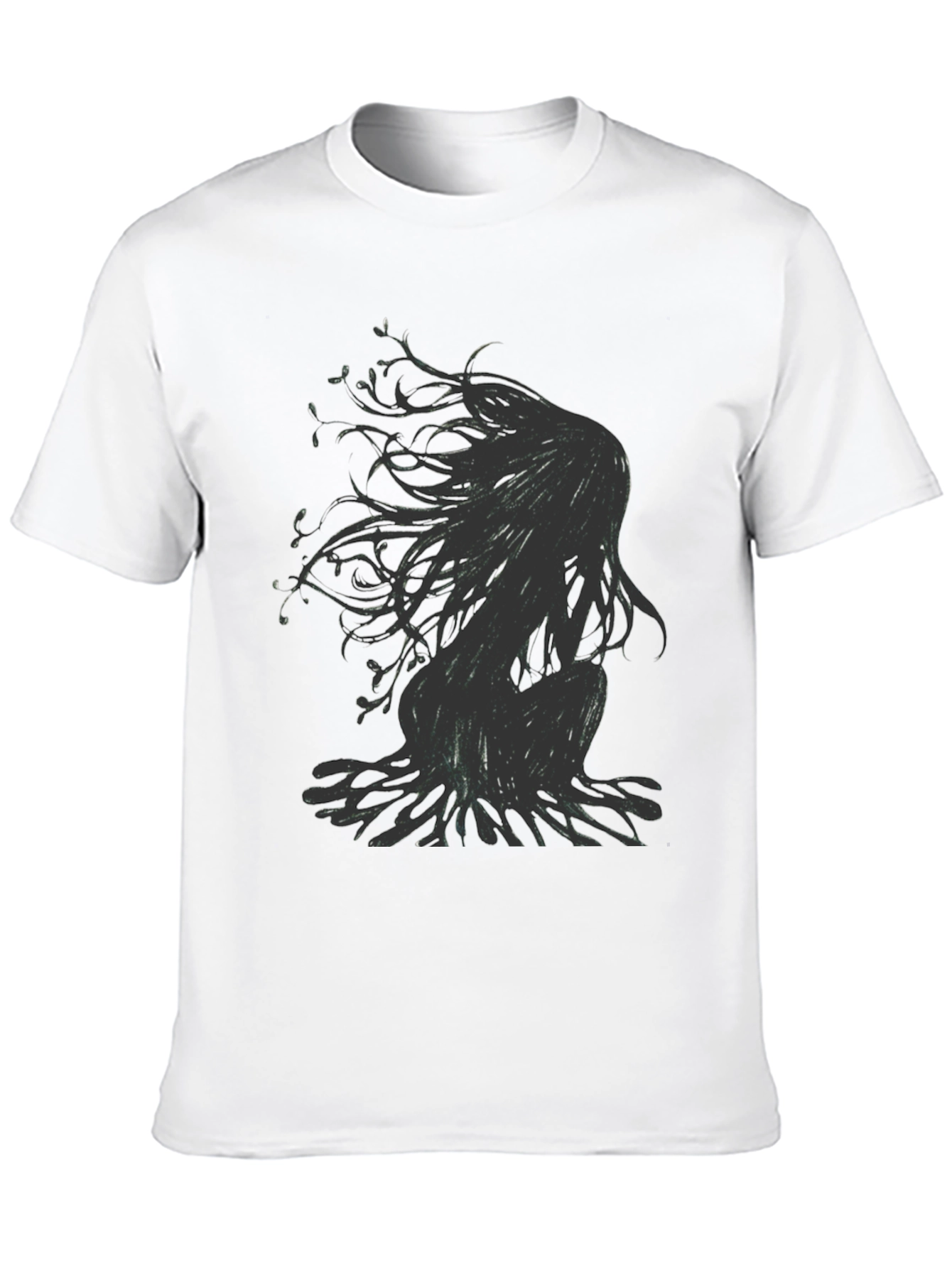 Mens Black T-Shirt with Abstract Figure Print