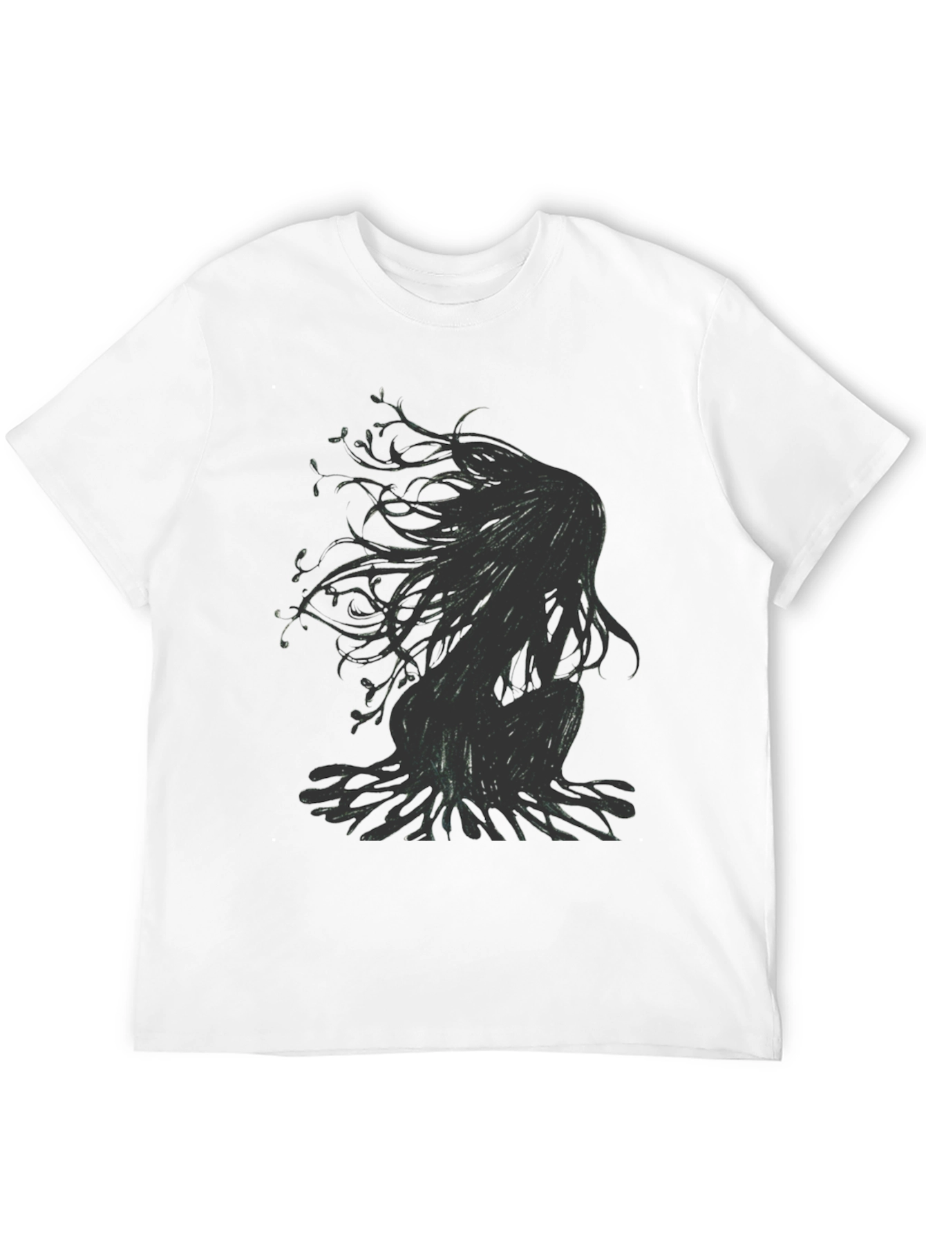 Mens Black T-Shirt with Abstract Figure Print
