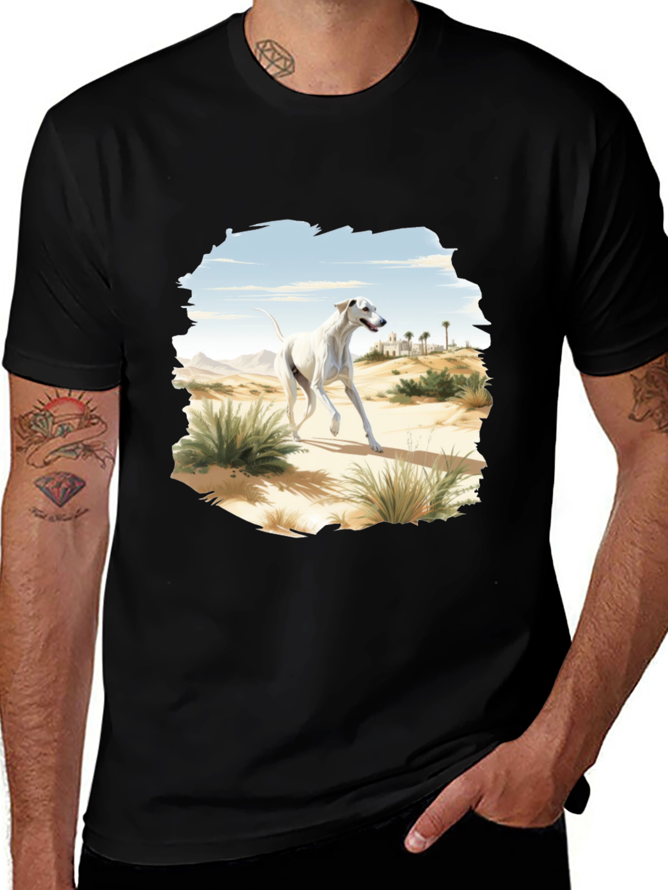 Desert Dog Graphic Tee - Stylish Black T-Shirt