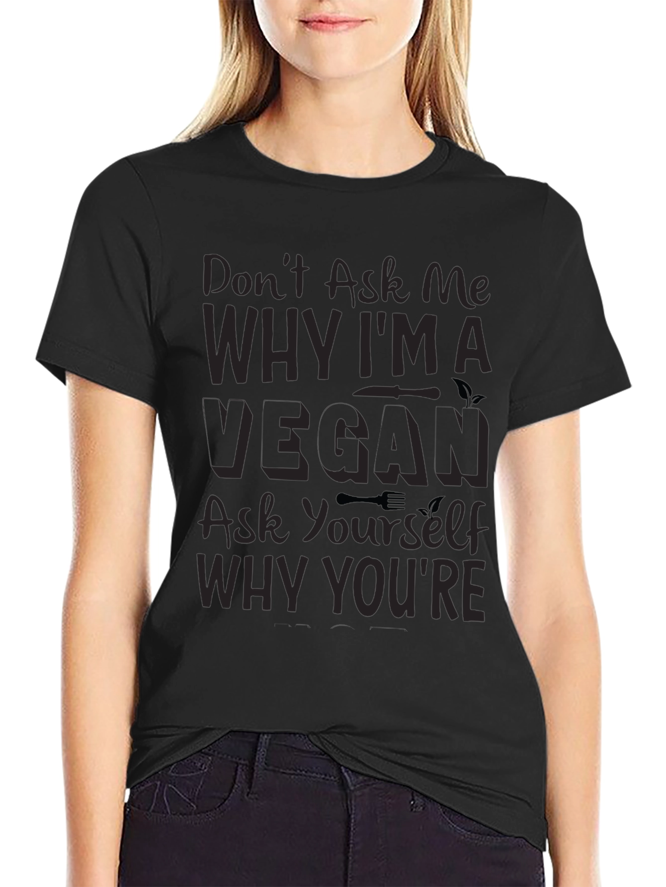 Vegan Slogan Tee - Black Short Sleeve T-Shirt
