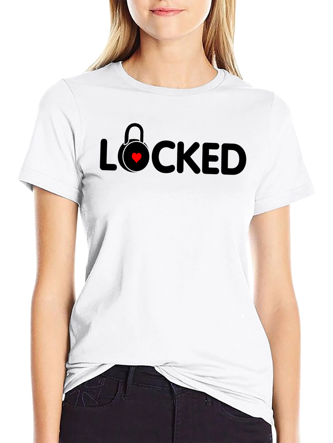 Locked Heart Graphic Tee - Trendy Black T-Shirt