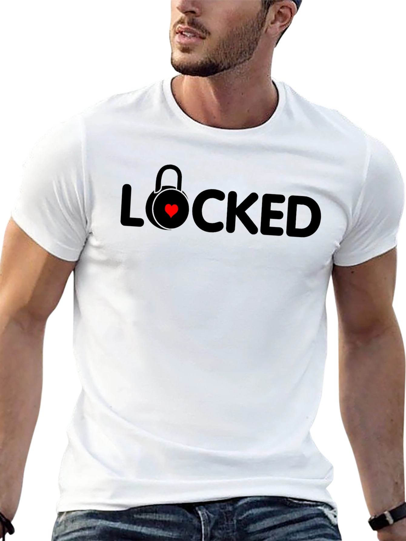 Locked Heart Graphic Tee - Trendy Black T-Shirt