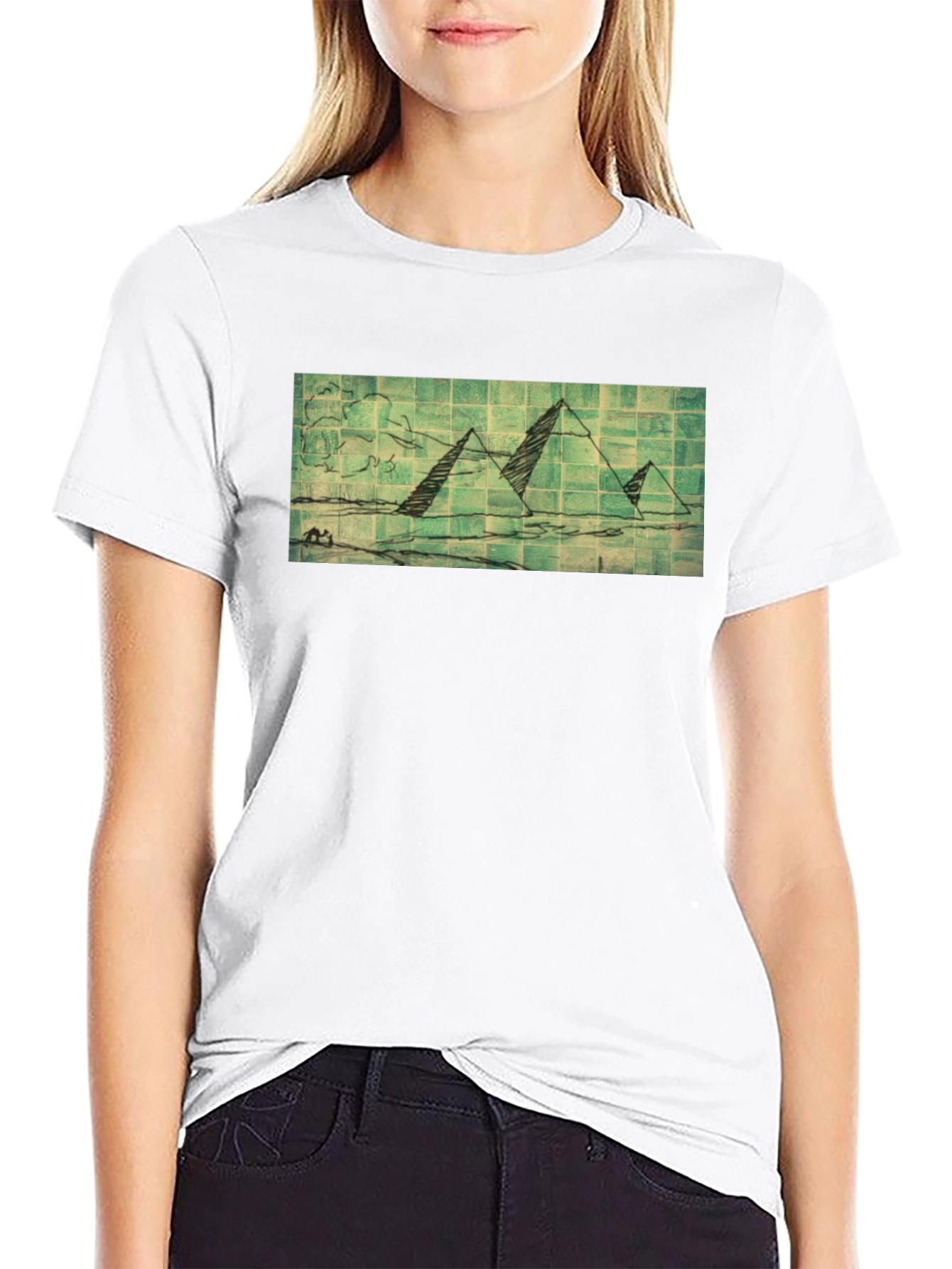 Pyramid Sketch Graphic Tee - Black Cotton T-Shirt