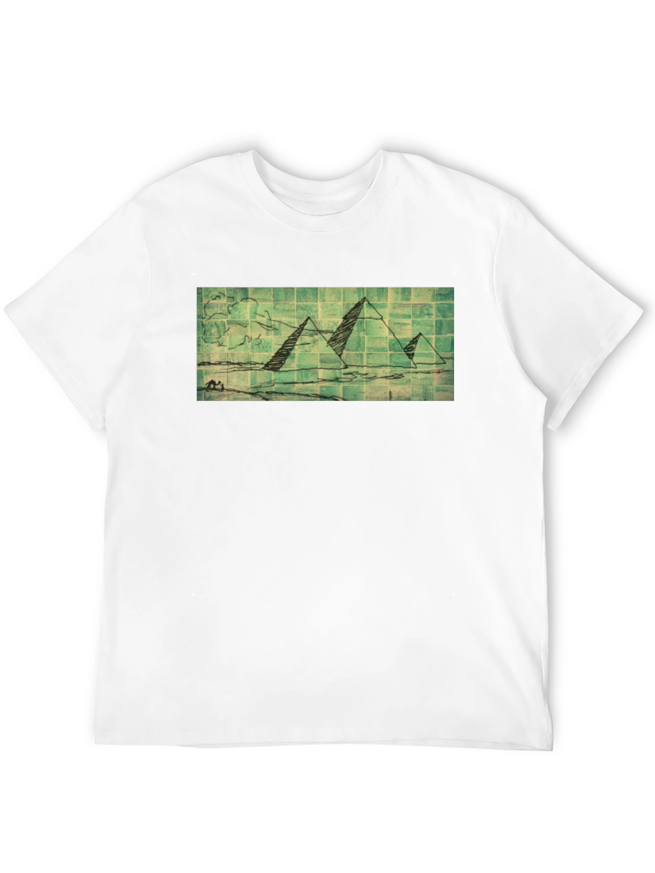 Pyramid Sketch Graphic Tee - Black Cotton T-Shirt