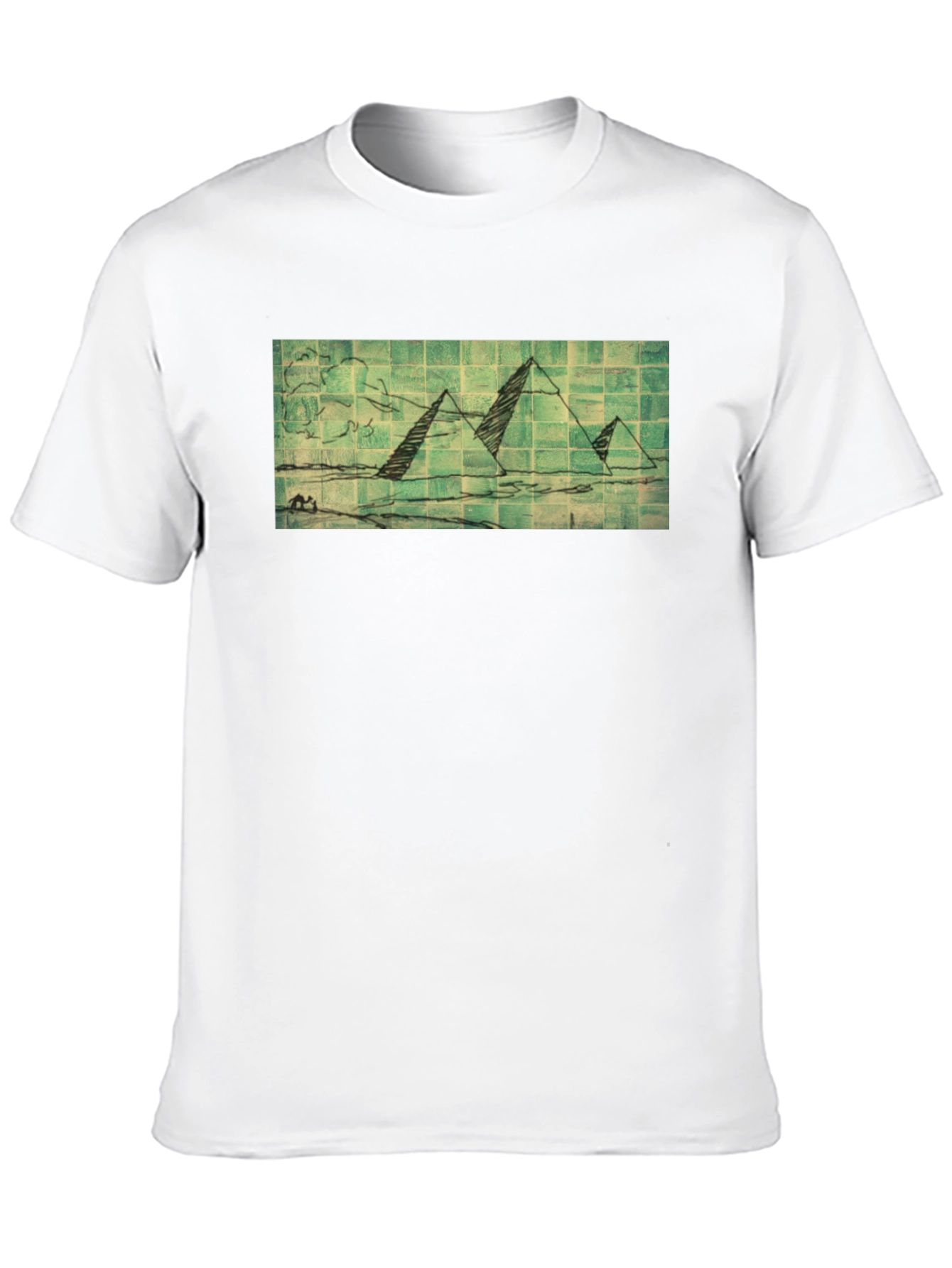 Pyramid Sketch Graphic Tee - Black Cotton T-Shirt