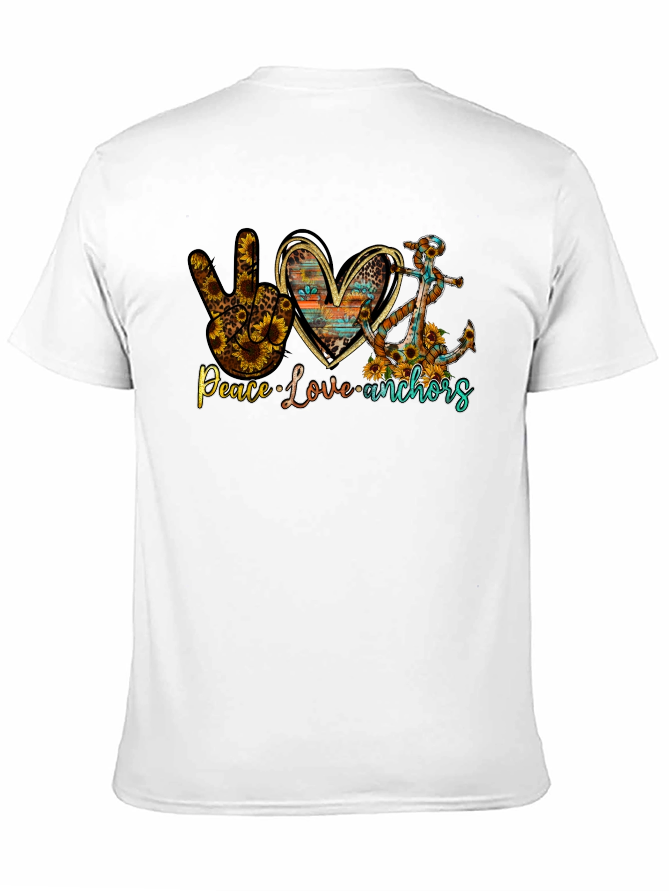 Peace Love Anchors Graphic T-Shirt - Black