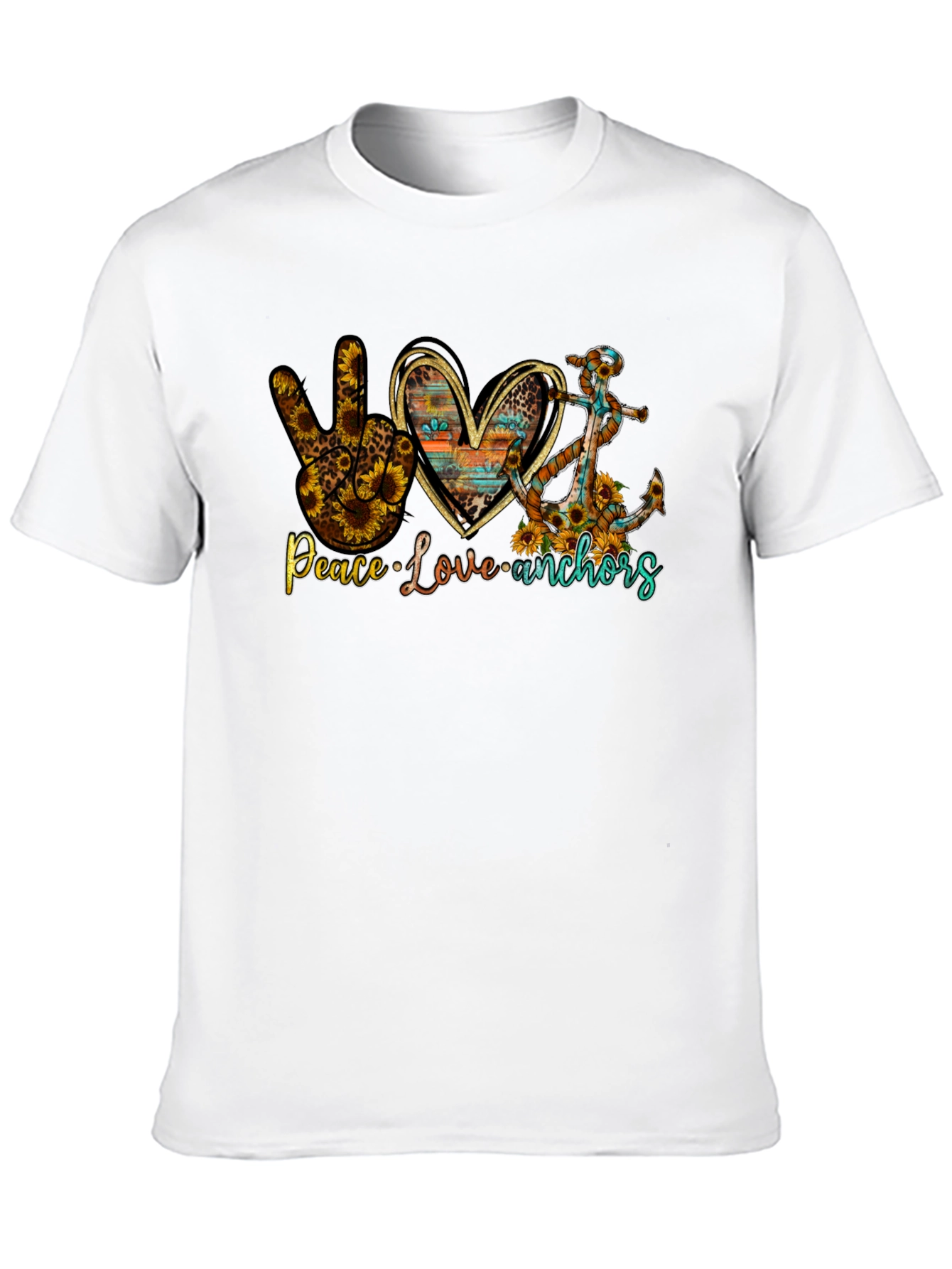 Peace Love Anchors Graphic T-Shirt - Black