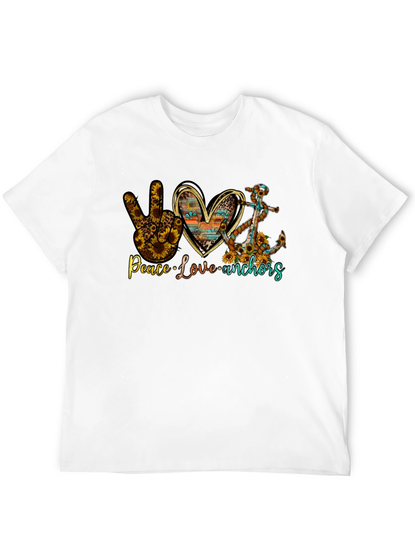 Peace Love Anchors Graphic T-Shirt - Black