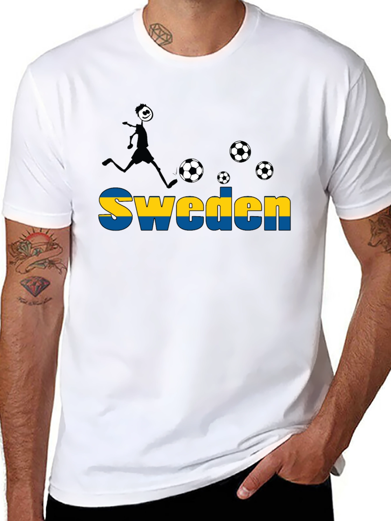 Sweden Soccer T-Shirt - Black Graphic Tee