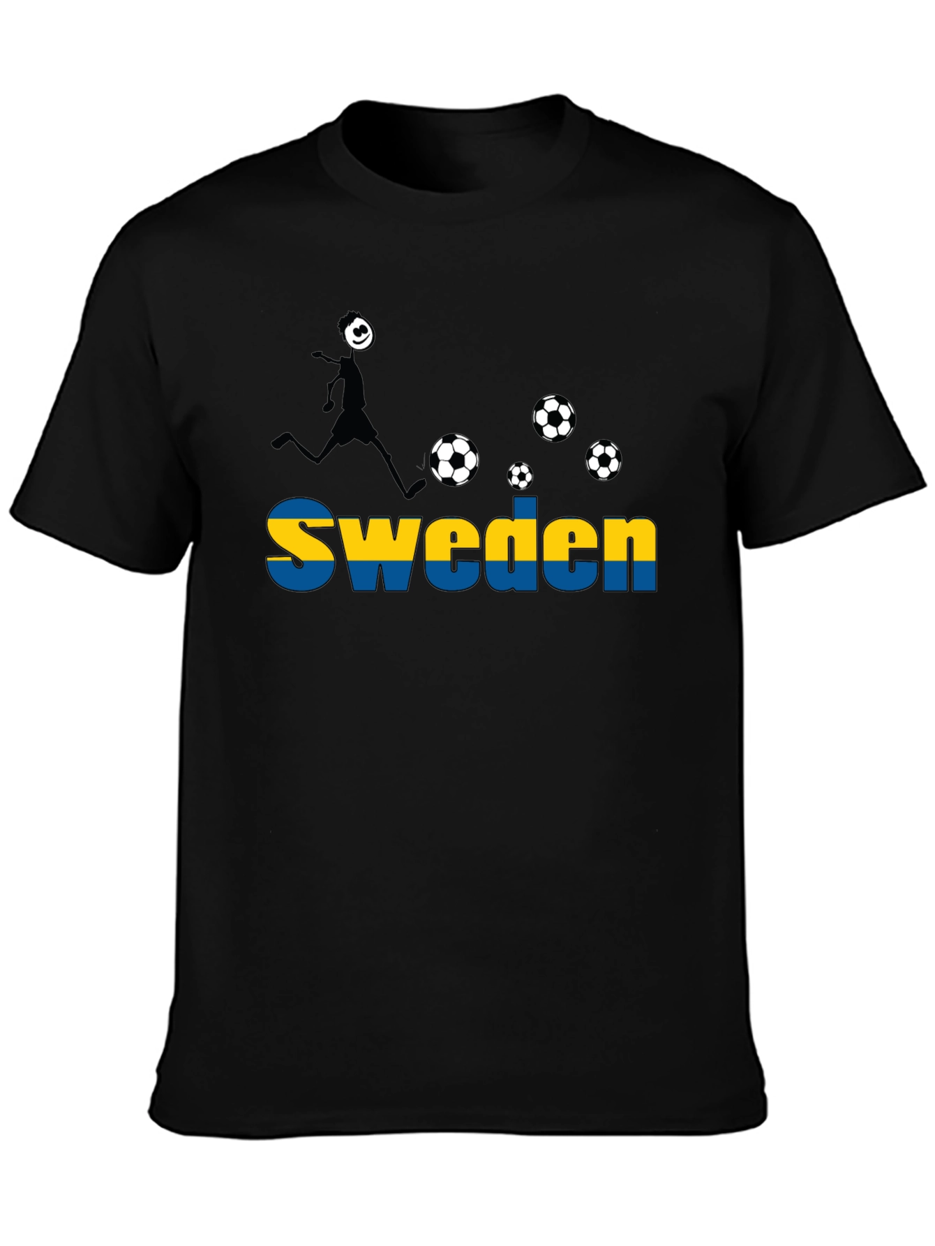 Sweden Soccer T-Shirt - Black Graphic Tee