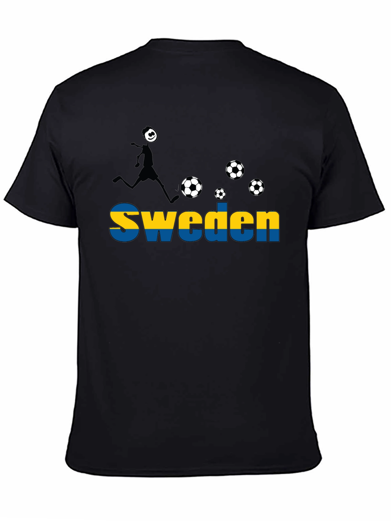 Sweden Soccer T-Shirt - Black Graphic Tee