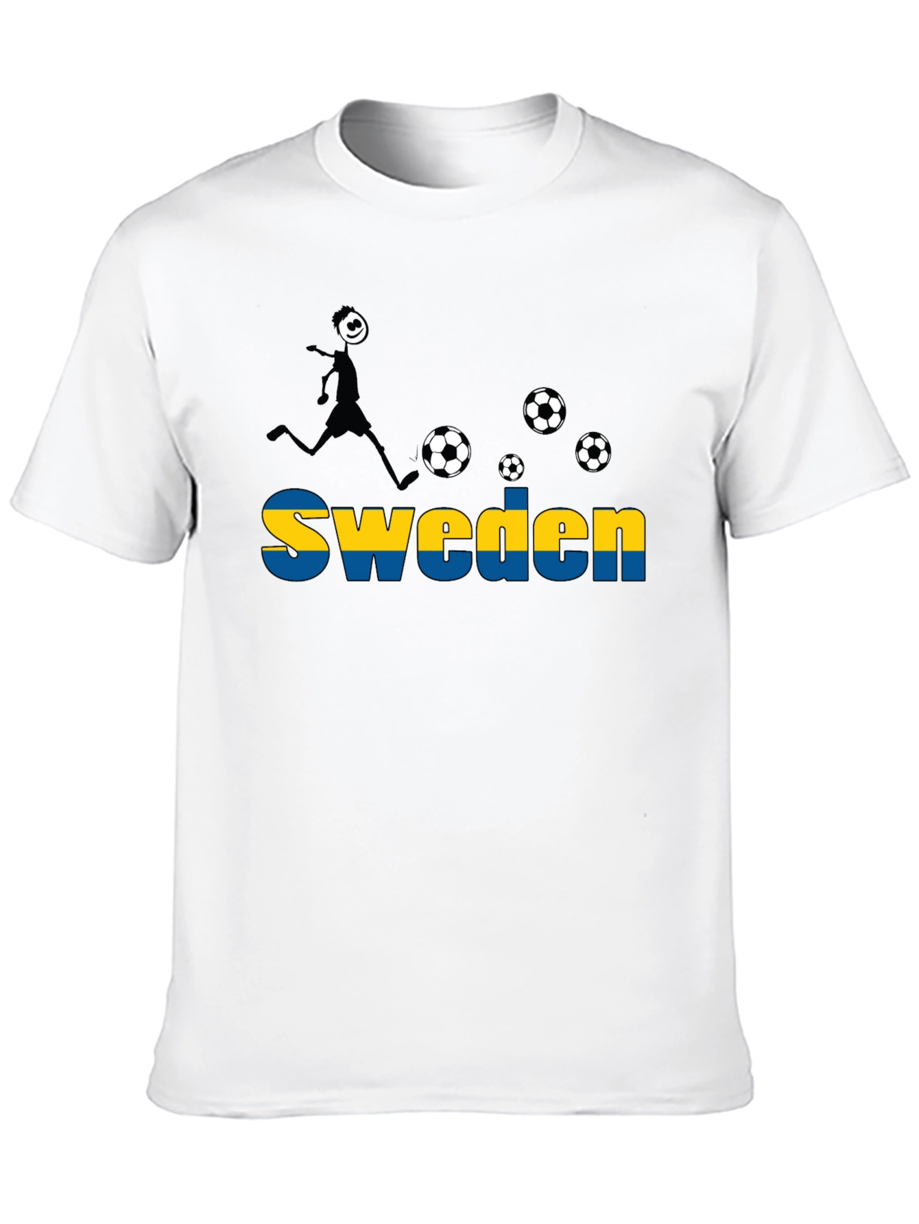 Sweden Soccer T-Shirt - Black Graphic Tee