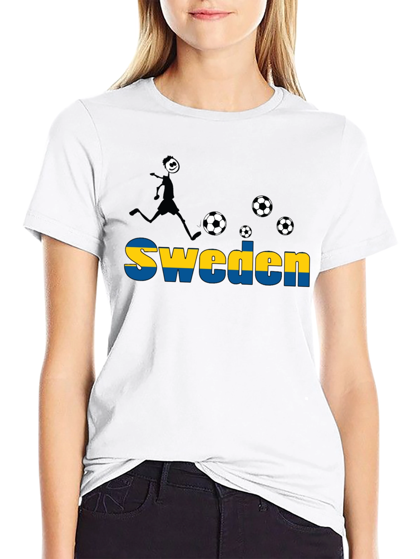 Sweden Soccer T-Shirt - Black Graphic Tee