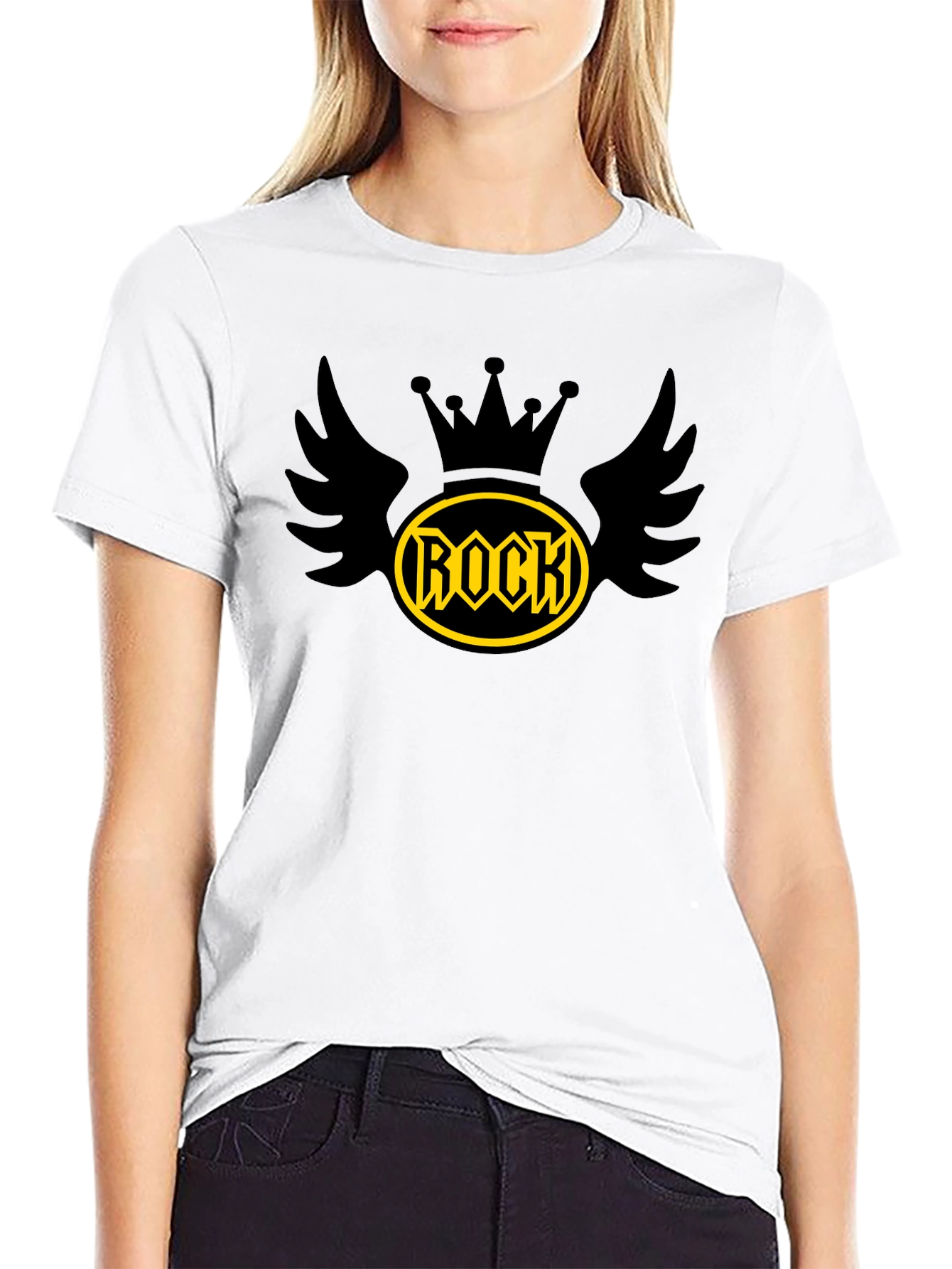 Rock Crown Wings Graphic Tee - Mens Black T-Shirt