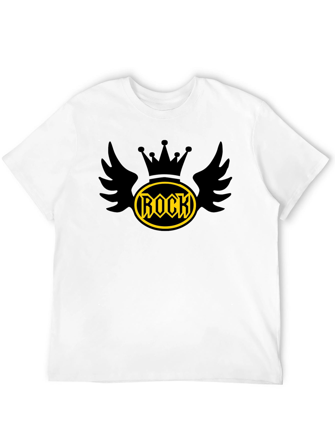 Rock Crown Wings Graphic Tee - Mens Black T-Shirt