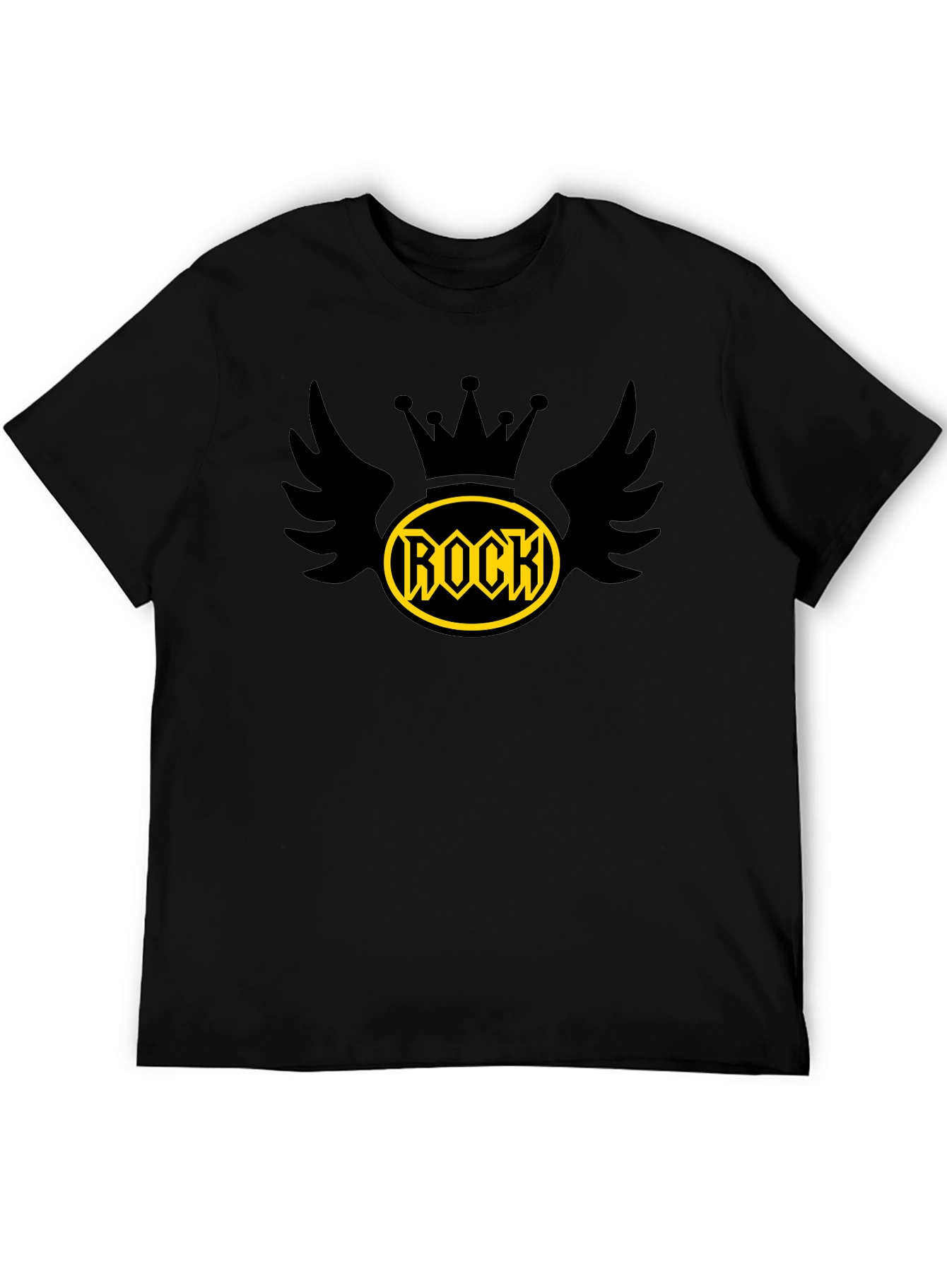 Rock Crown Wings Graphic Tee - Mens Black T-Shirt