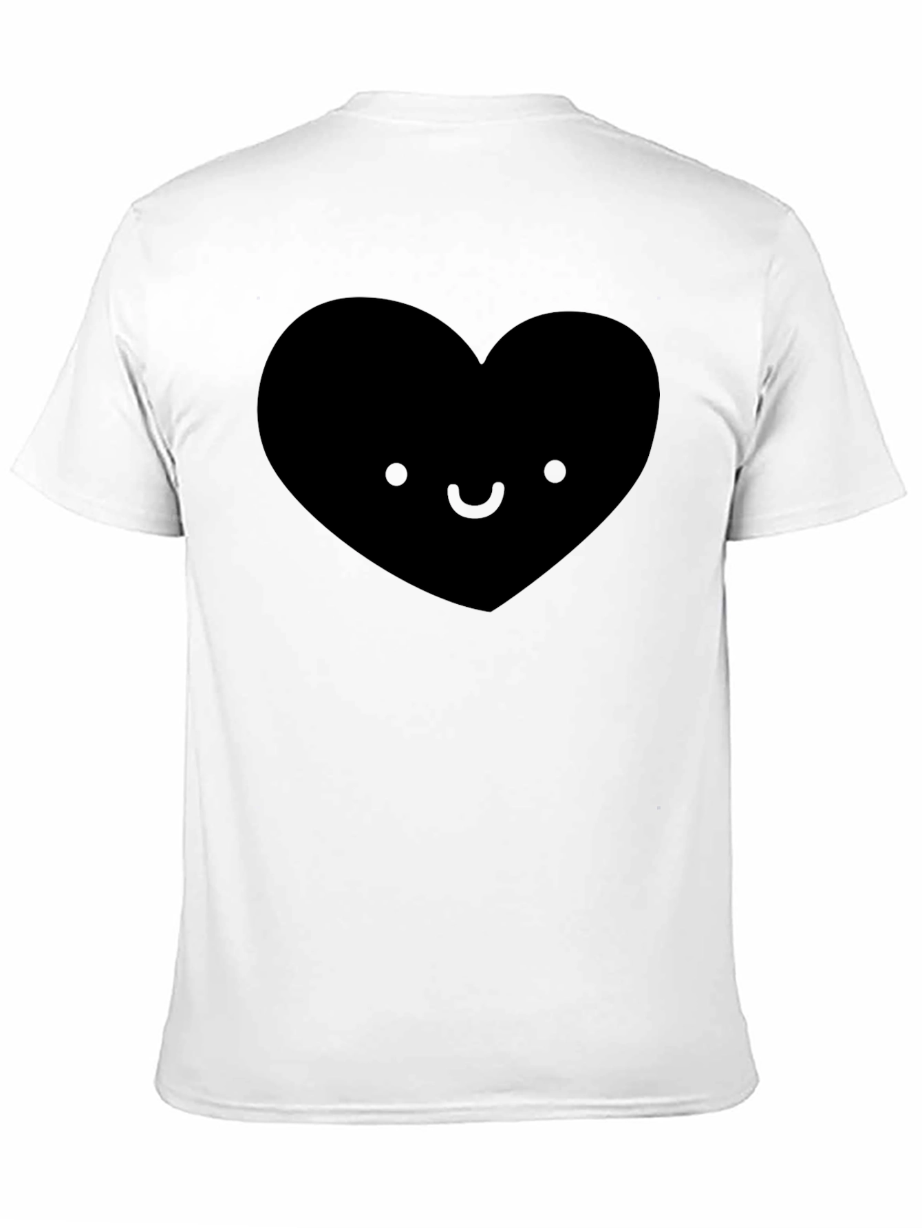 Cute Heart Face Graphic Tee - Soft Black T-Shirt