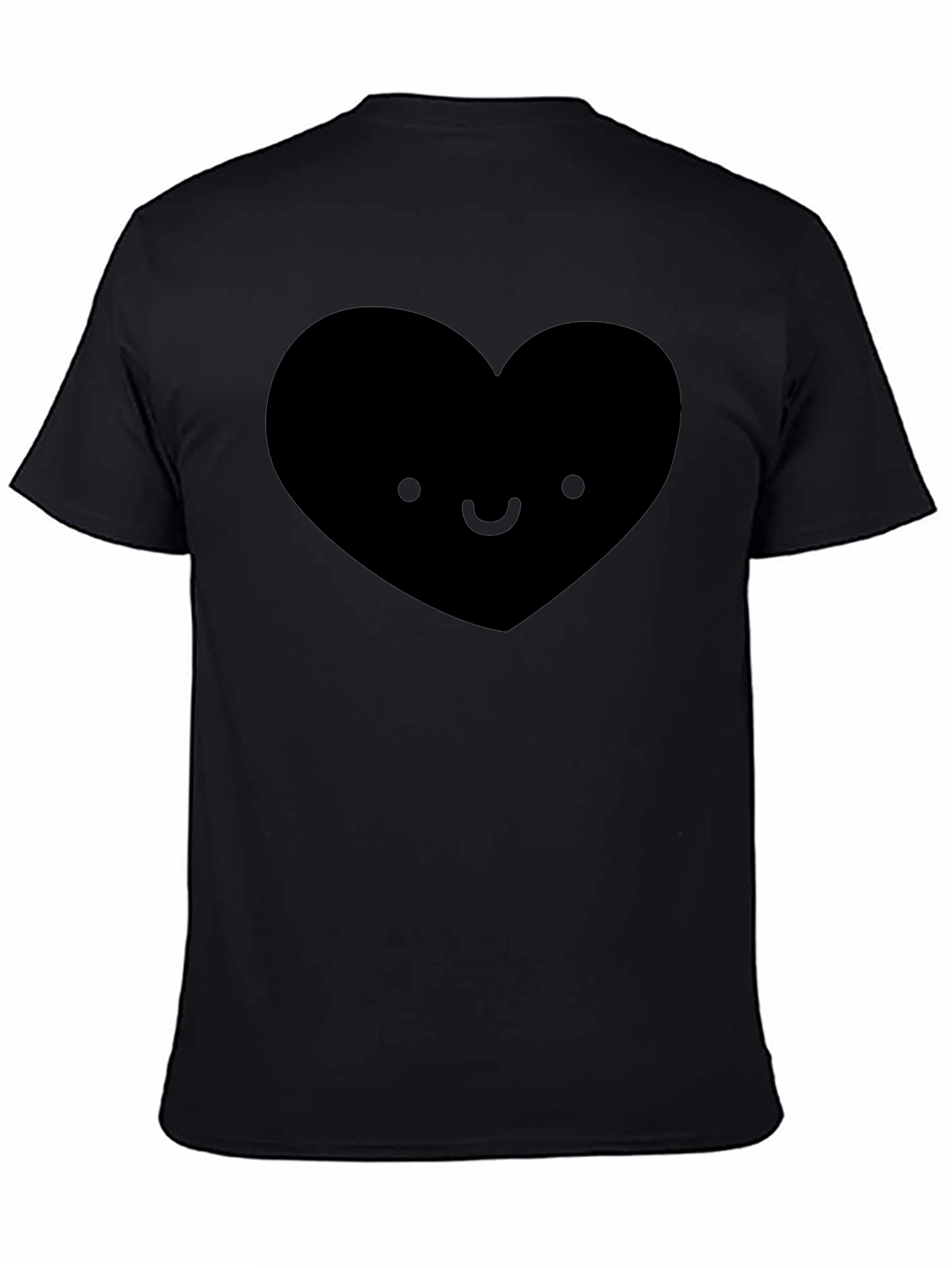 Cute Heart Face Graphic Tee - Soft Black T-Shirt