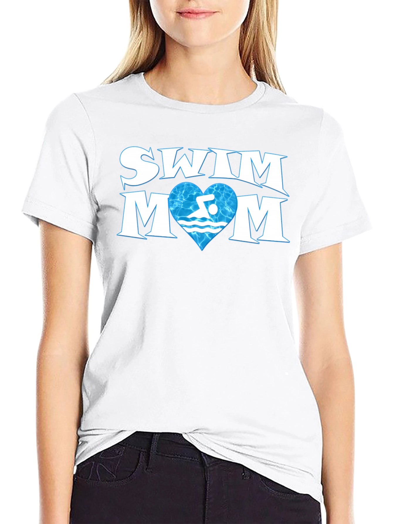 Swim Mom T-Shirt - Love Swimming Heart