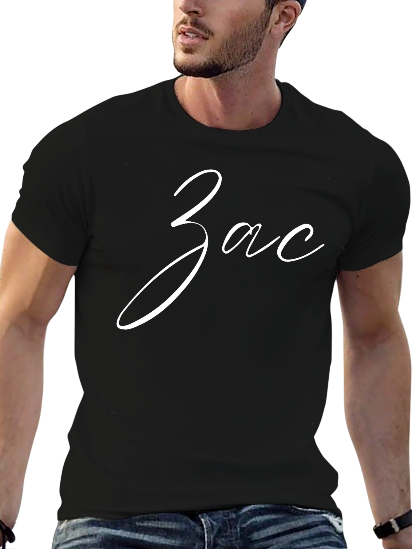 Personalized Zac Script Black T-Shirt