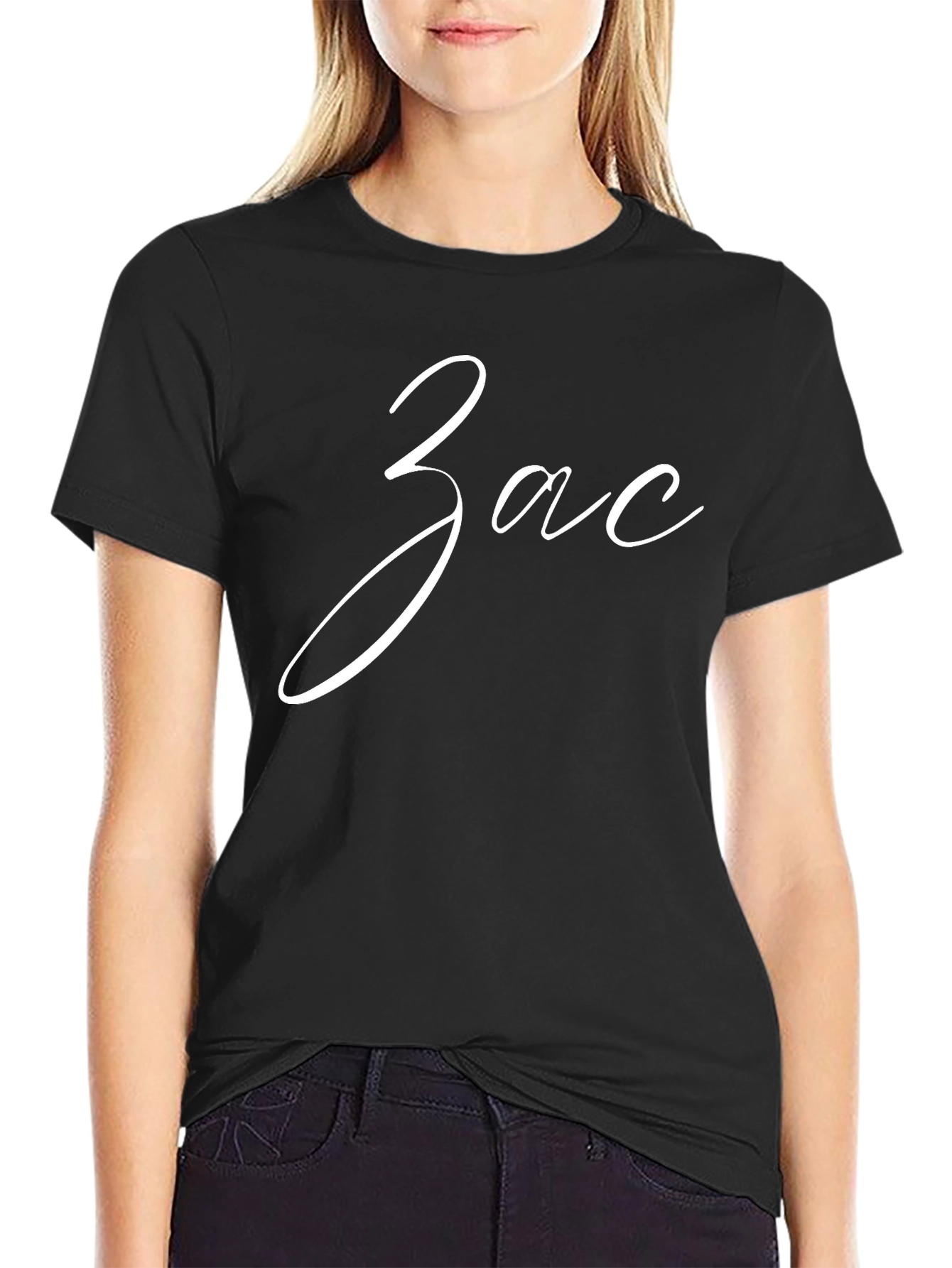 Personalized Zac Script Black T-Shirt