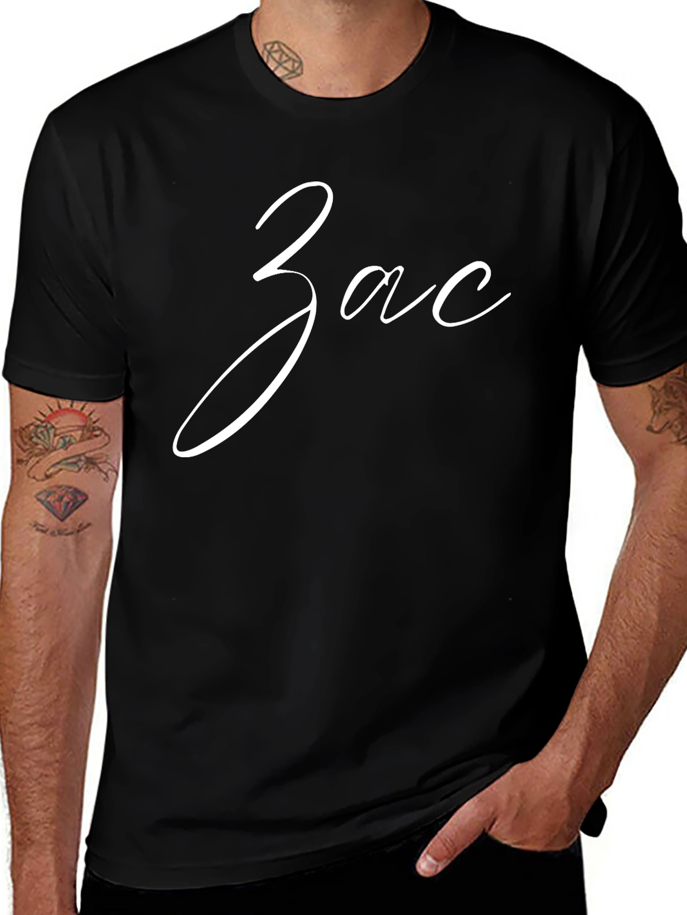 Personalized Zac Script Black T-Shirt