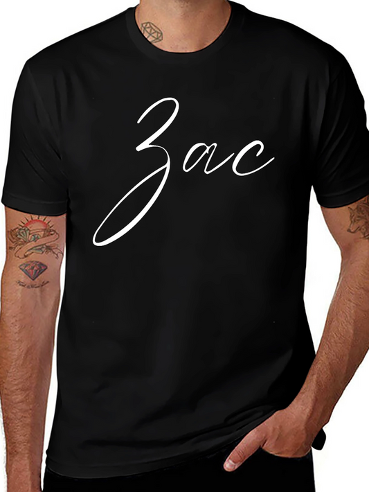Personalized Zac Script Black T-Shirt