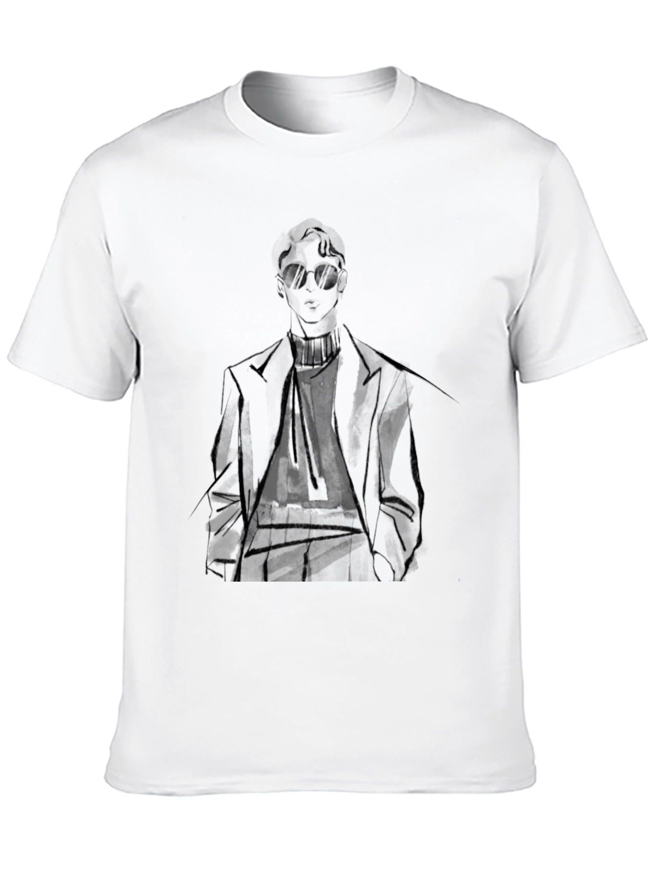 Stylish Man Graphic Tee - Black