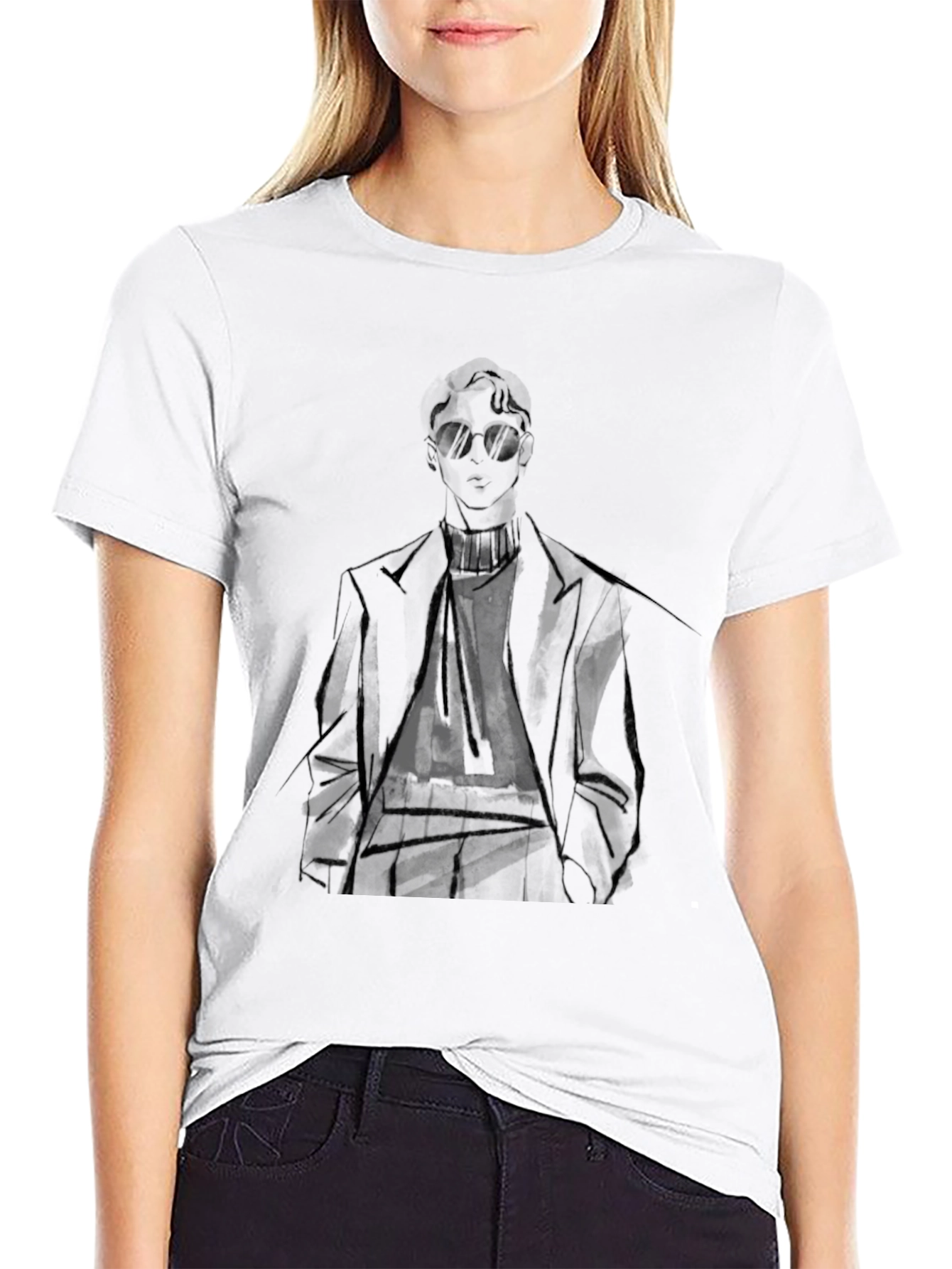 Stylish Man Graphic Tee - Black