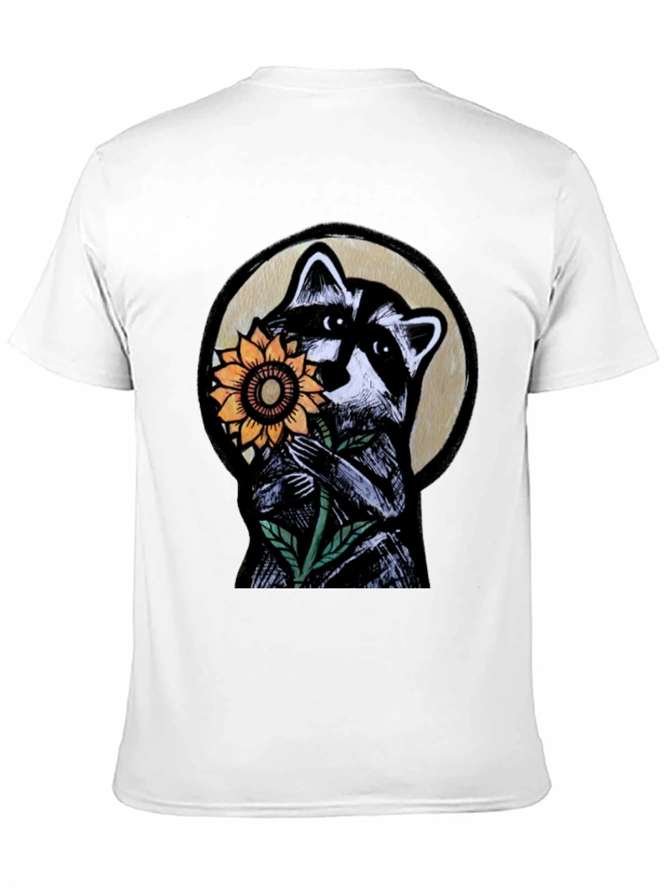 Raccoon Sunflower Graphic Tee - Black