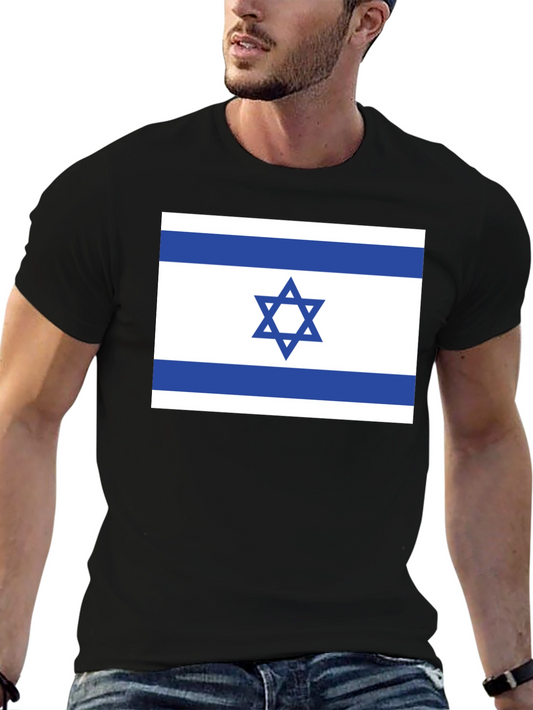 Israel Flag T-Shirt - Black Cotton Tee