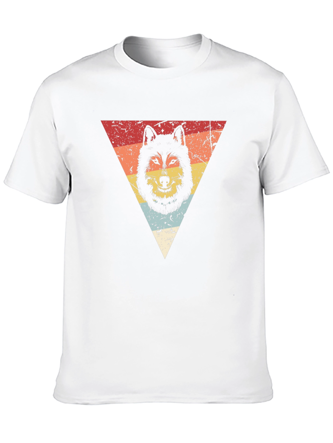 Retro Wolf Triangle Graphic Tee - Black