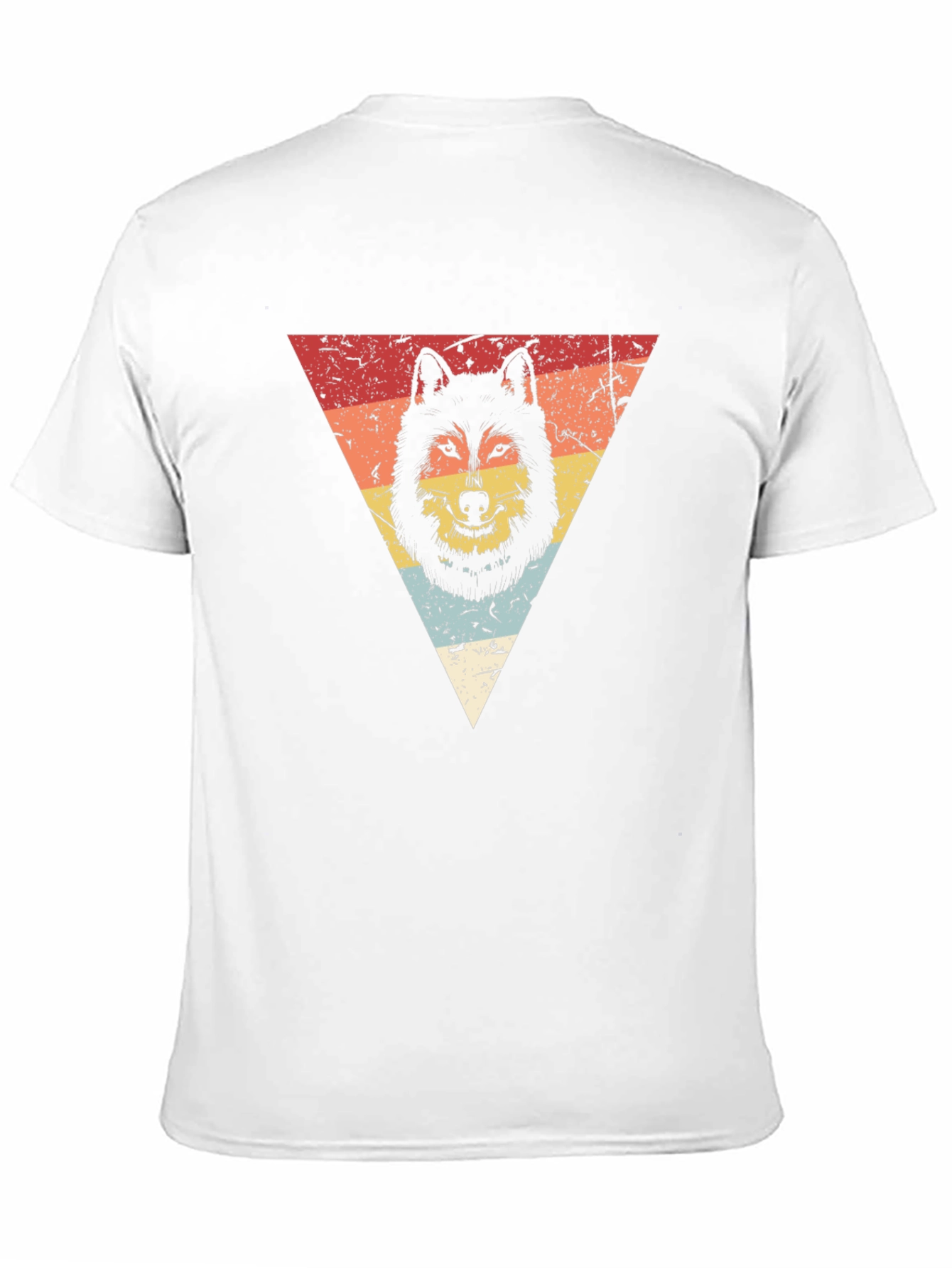 Retro Wolf Triangle Graphic Tee - Black