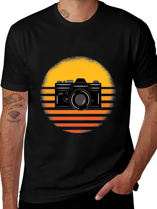 Retro Camera Graphic Tee - Sunset Design
