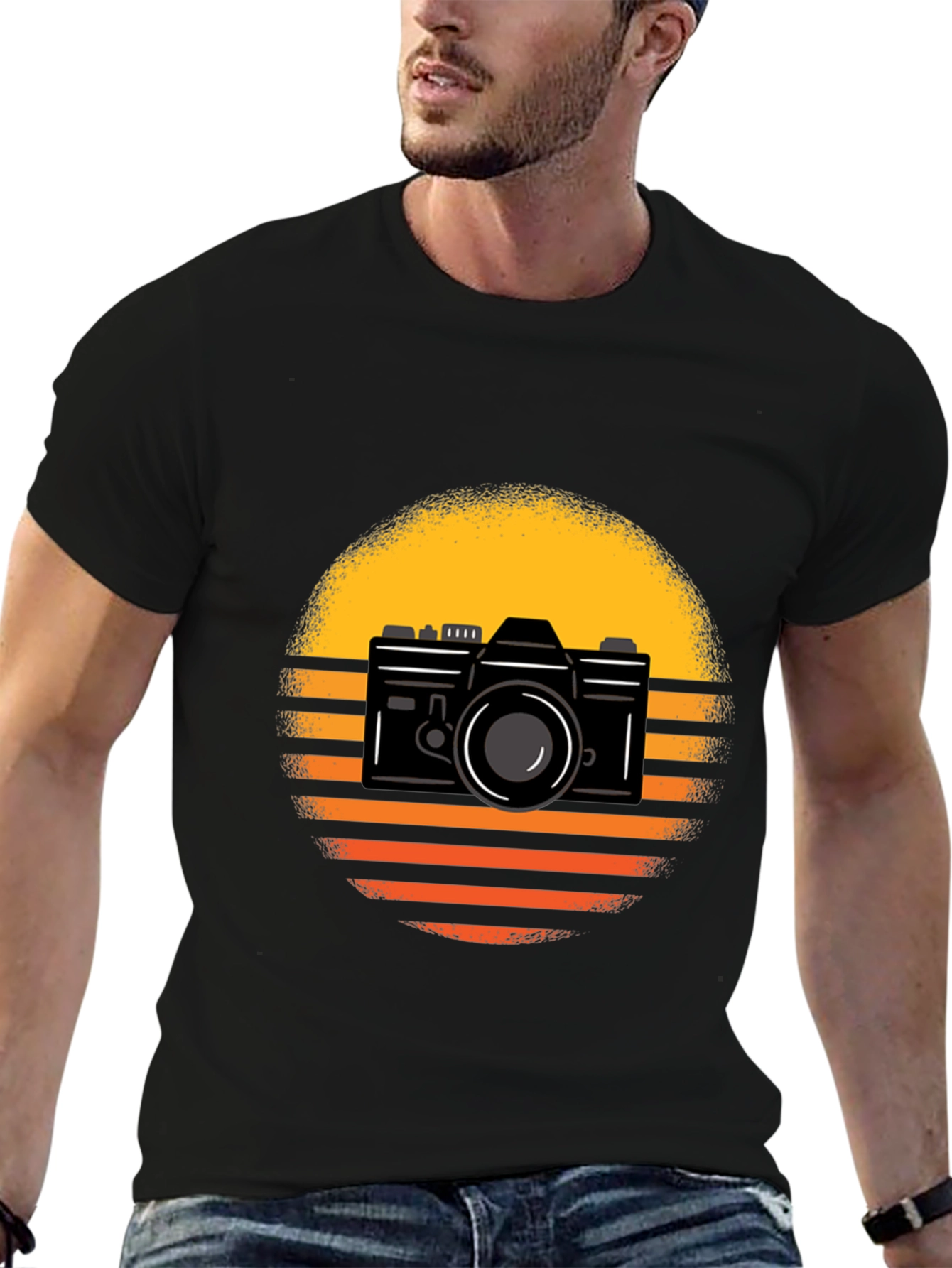 Retro Camera Graphic Tee - Sunset Design